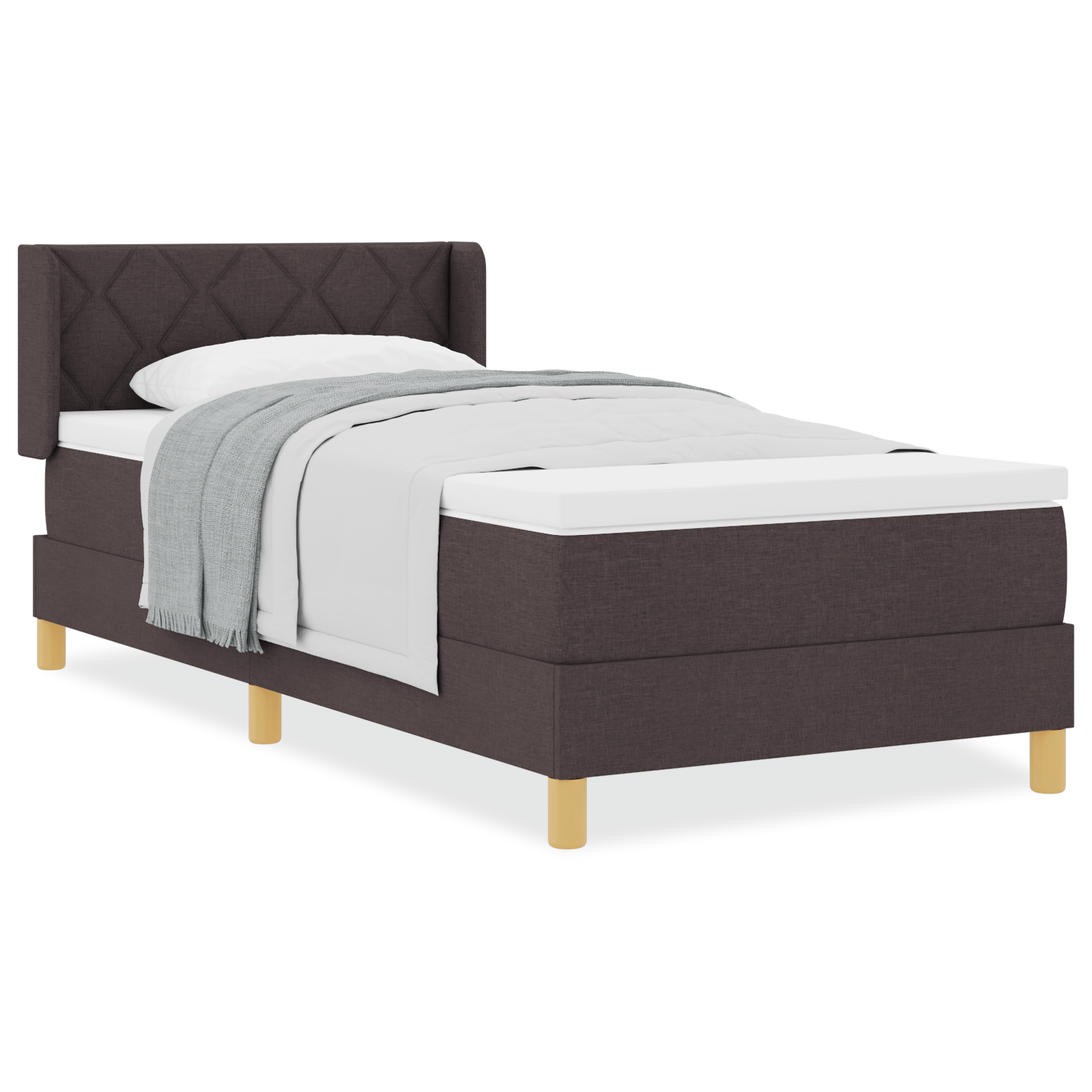 Lova su spyruoklėmis tamsiai ruda 90x190 cm audiniu - Image 4