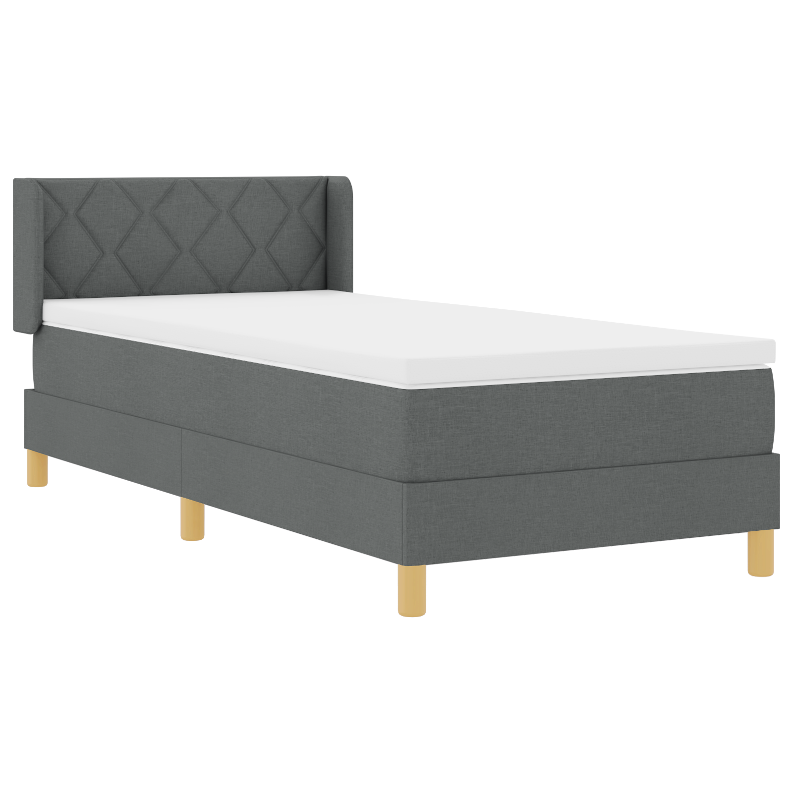 Box Spring Bed with Mattress Dark Grey 100x200 cm Fabric - Image 7