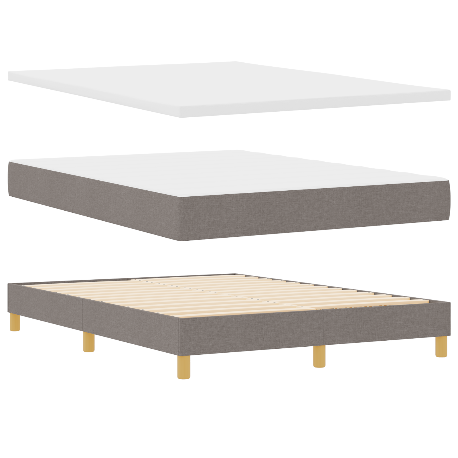 Thumbnail - vidaXL Boxspringbett in Taupe mit Matratze, 140 x 190 cm, aus Stoff