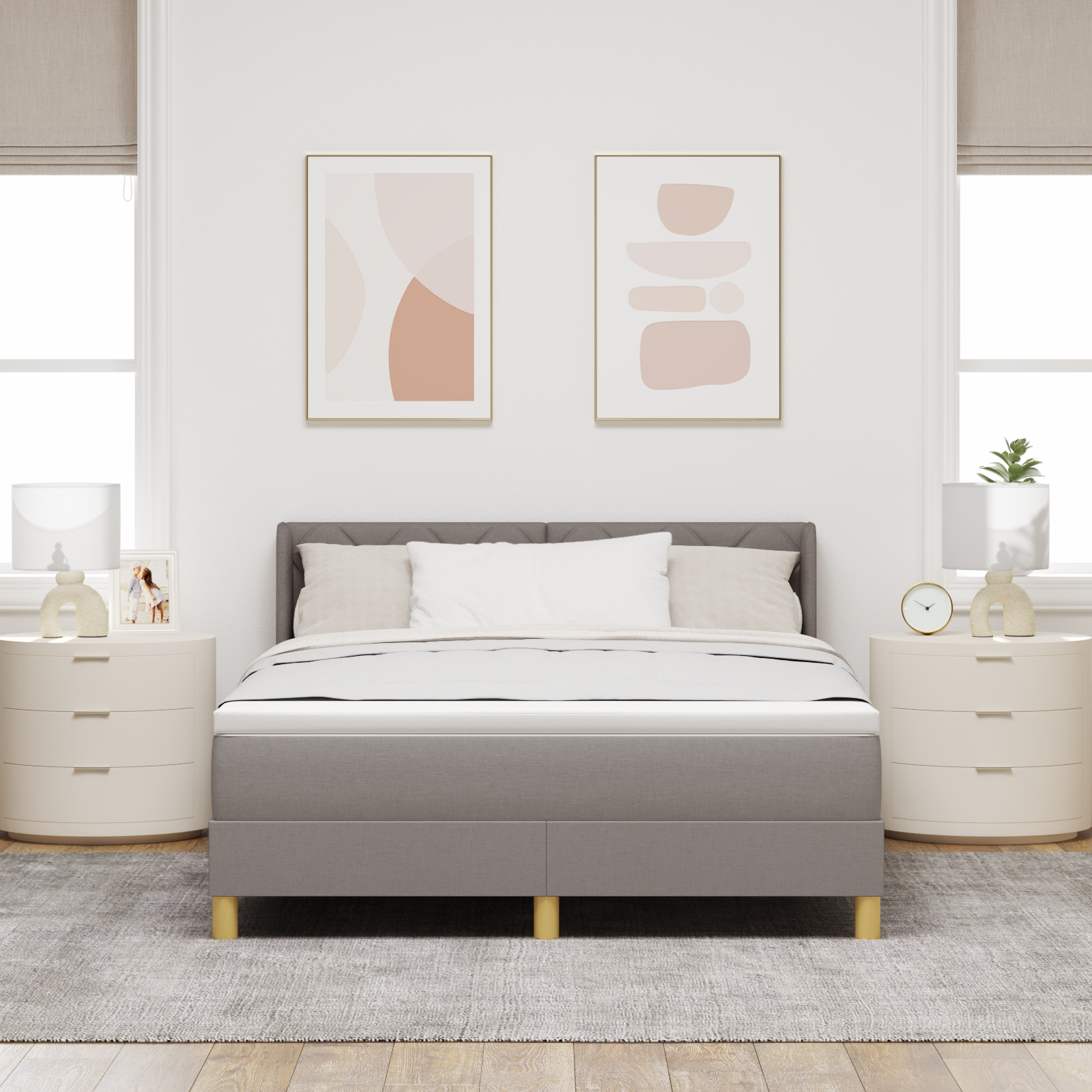 lovos paklodė su čiužiniu šviesiai ruda 140x200 cm audinys - Image 5
