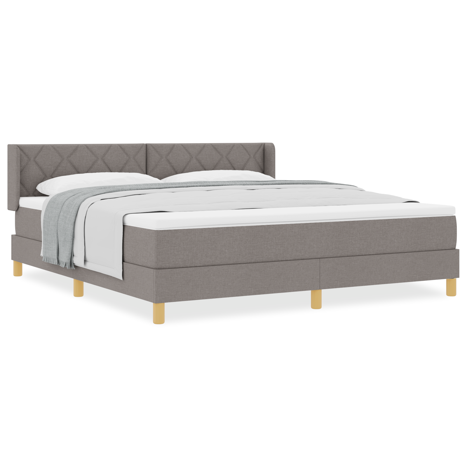 Box Spring Bed with Mattress Taupe 180x200 cm Fabric - Image 4