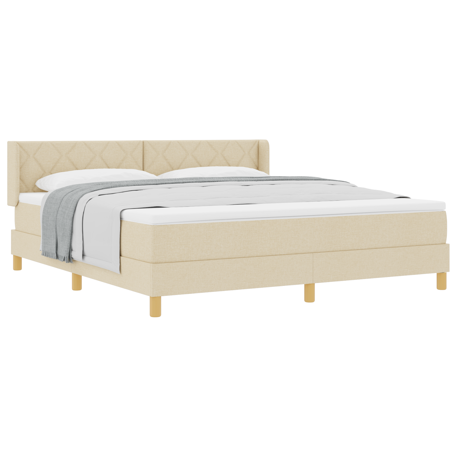 Thumbnail - vidaXL Boxspringbett mit Matratze in cremefarbenem Stoff, 180 x 200 cm
