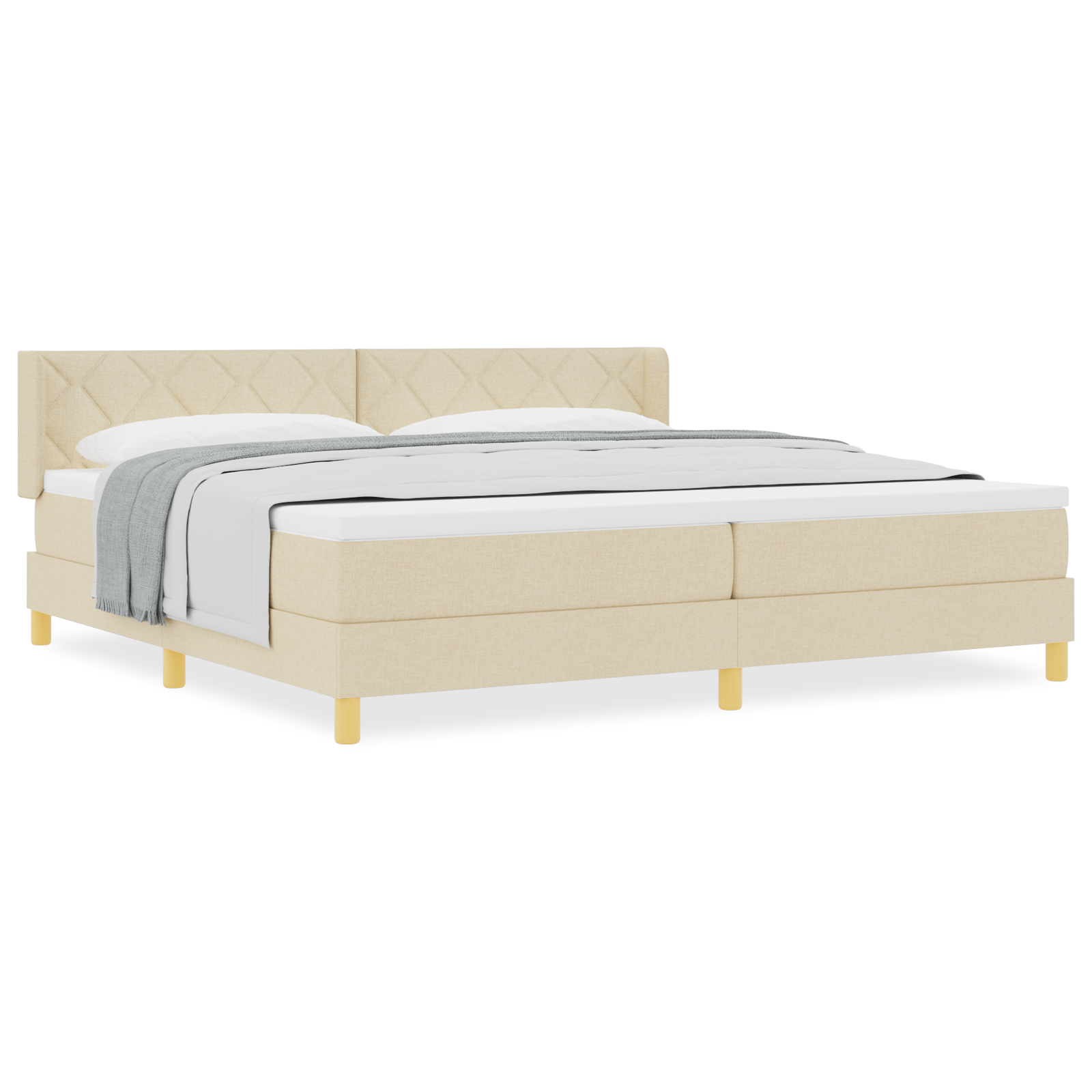 Box Spring Bed with Mattress Cream 200x200 cm Fabric - Image 4