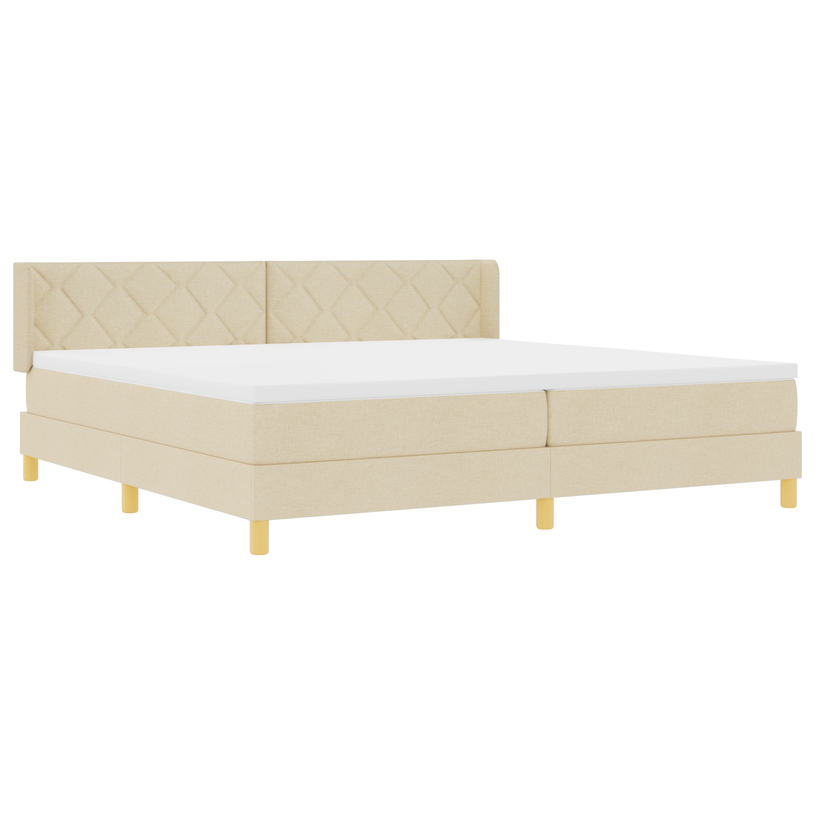 Box Spring Bed with Mattress Cream 200x200 cm Fabric - Image 7
