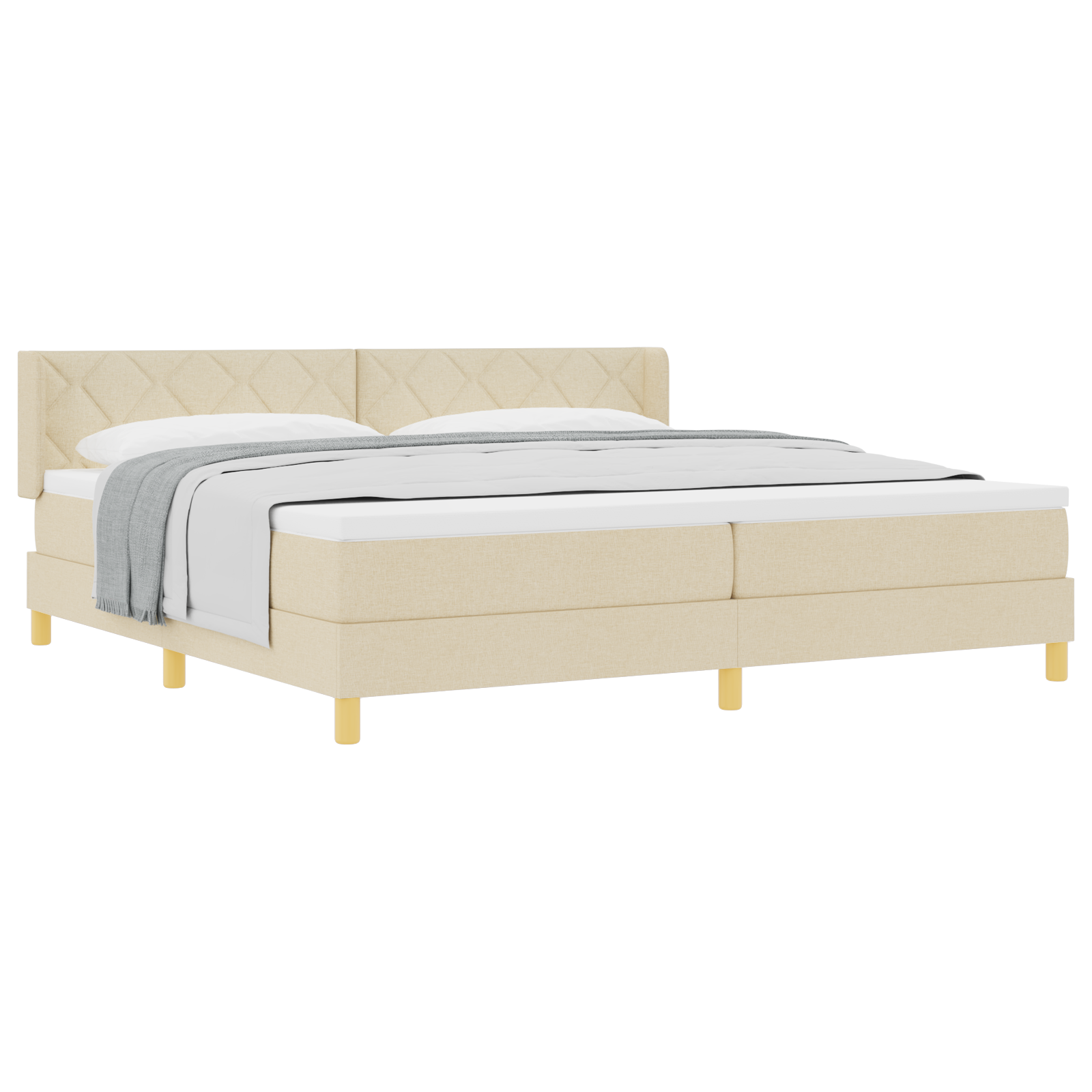 Thumbnail - vidaXL Boxspringbett mit Matratze im cremerfarbenen Stoffbezug, 200 x 200 cm