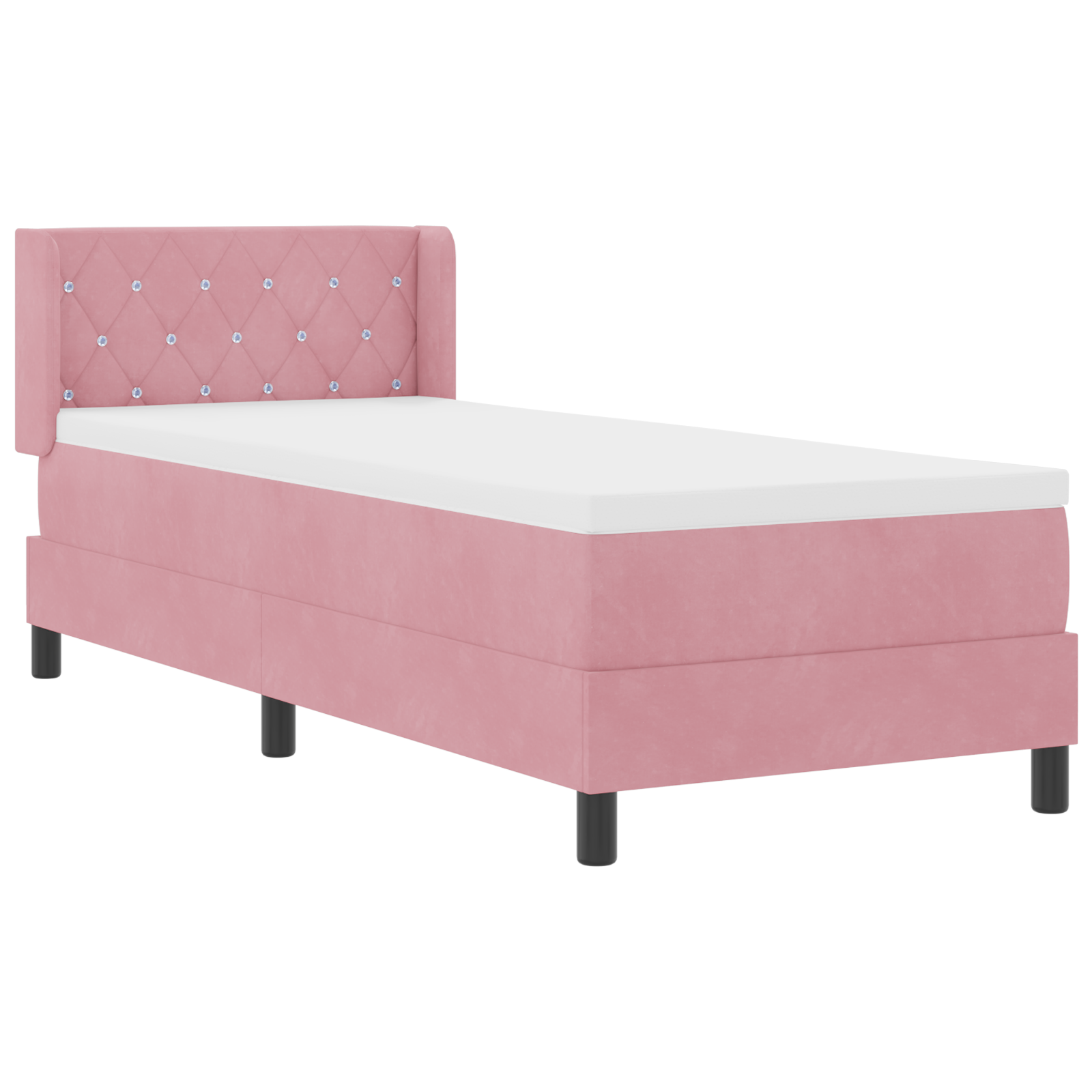 Box Spring Bed with Mattress Pink 80x200 cm Velvet - Image 7