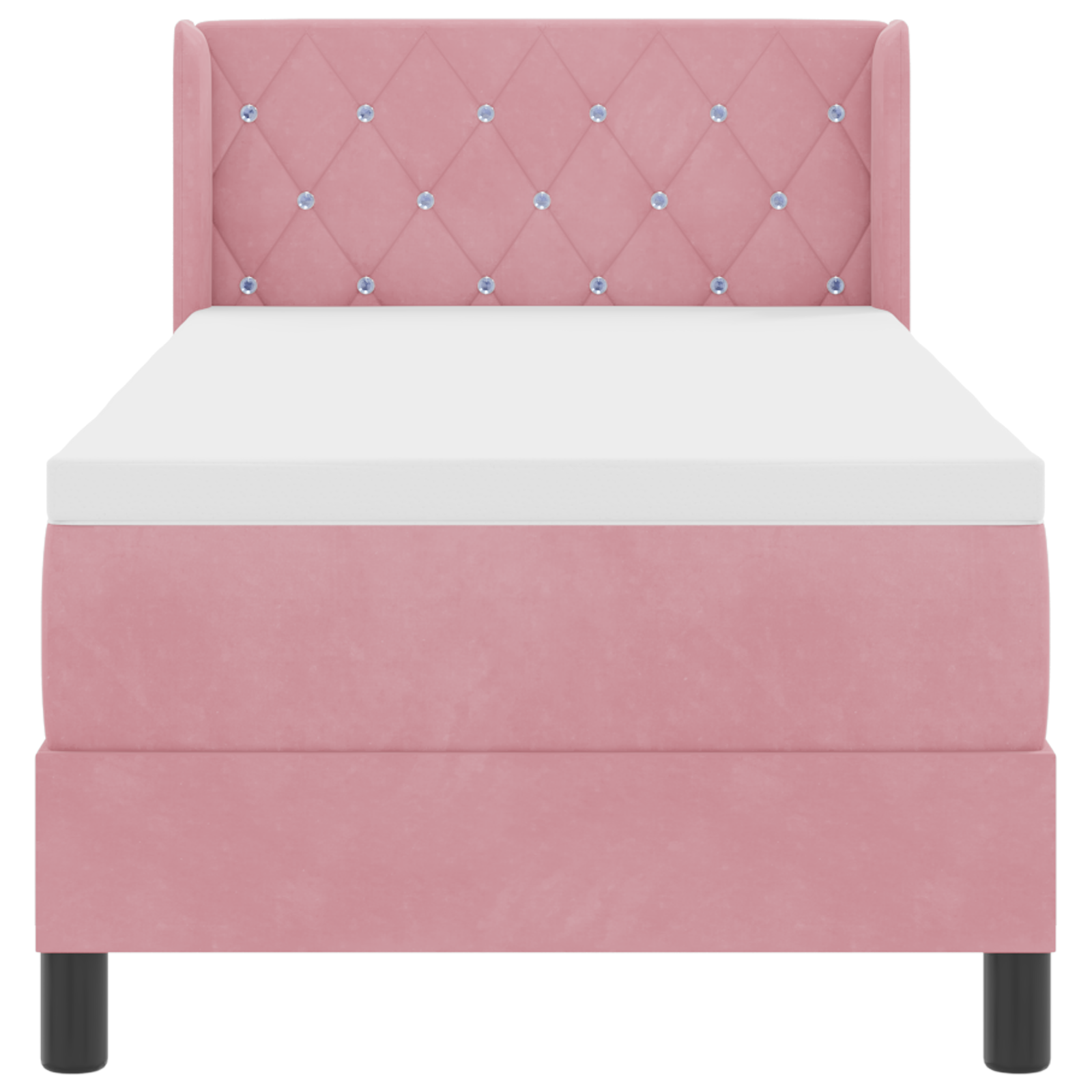 Box Spring Bed with Mattress Pink 80x200 cm Velvet - Image 8