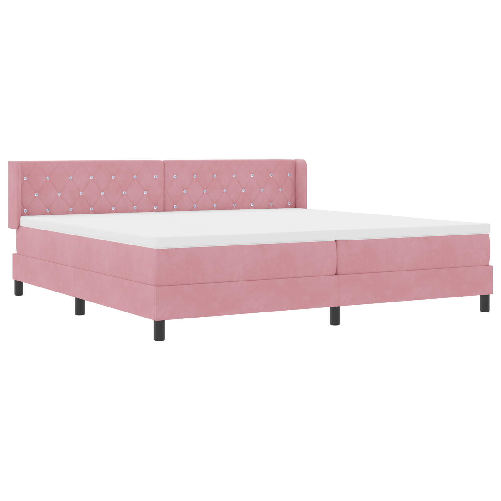 Box Spring Bed with Mattress Pink 200x200 cm Velvet - Image 7