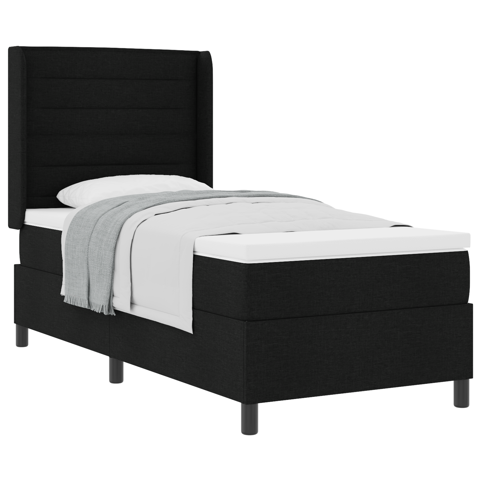 Thumbnail - vidaXL Boxspringbett mit Matratze, Schwarz, 80x200 cm, aus Stoff