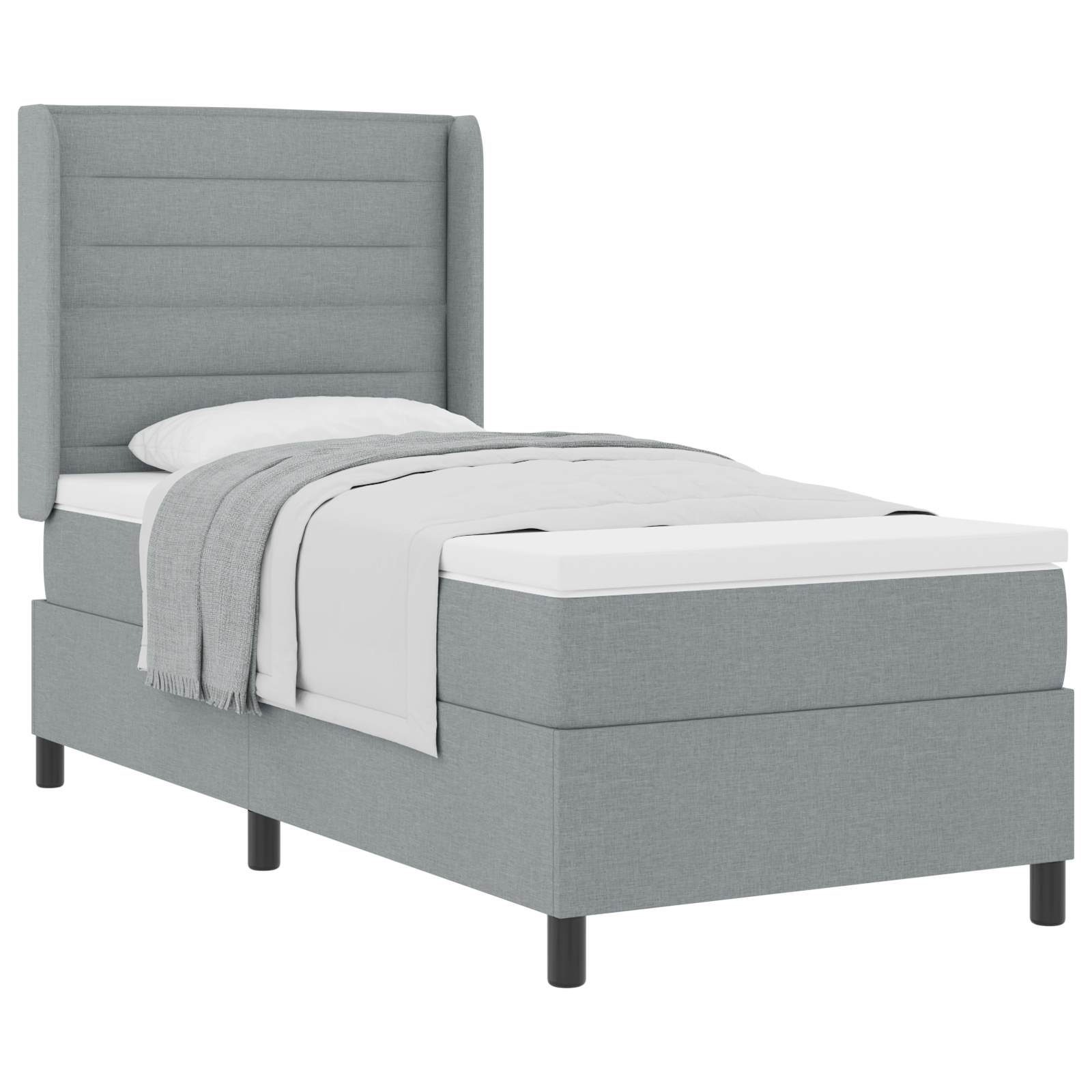 Thumbnail - vidaXL Boxspringbett mit Matratze Hellgrau 90x200 cm Stoff