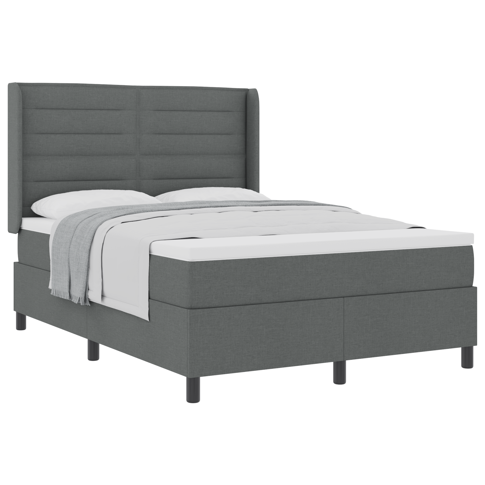 Thumbnail - vidaXL Boxspringbett mit Matratze Dunkelgrau 140x190 cm Stoff