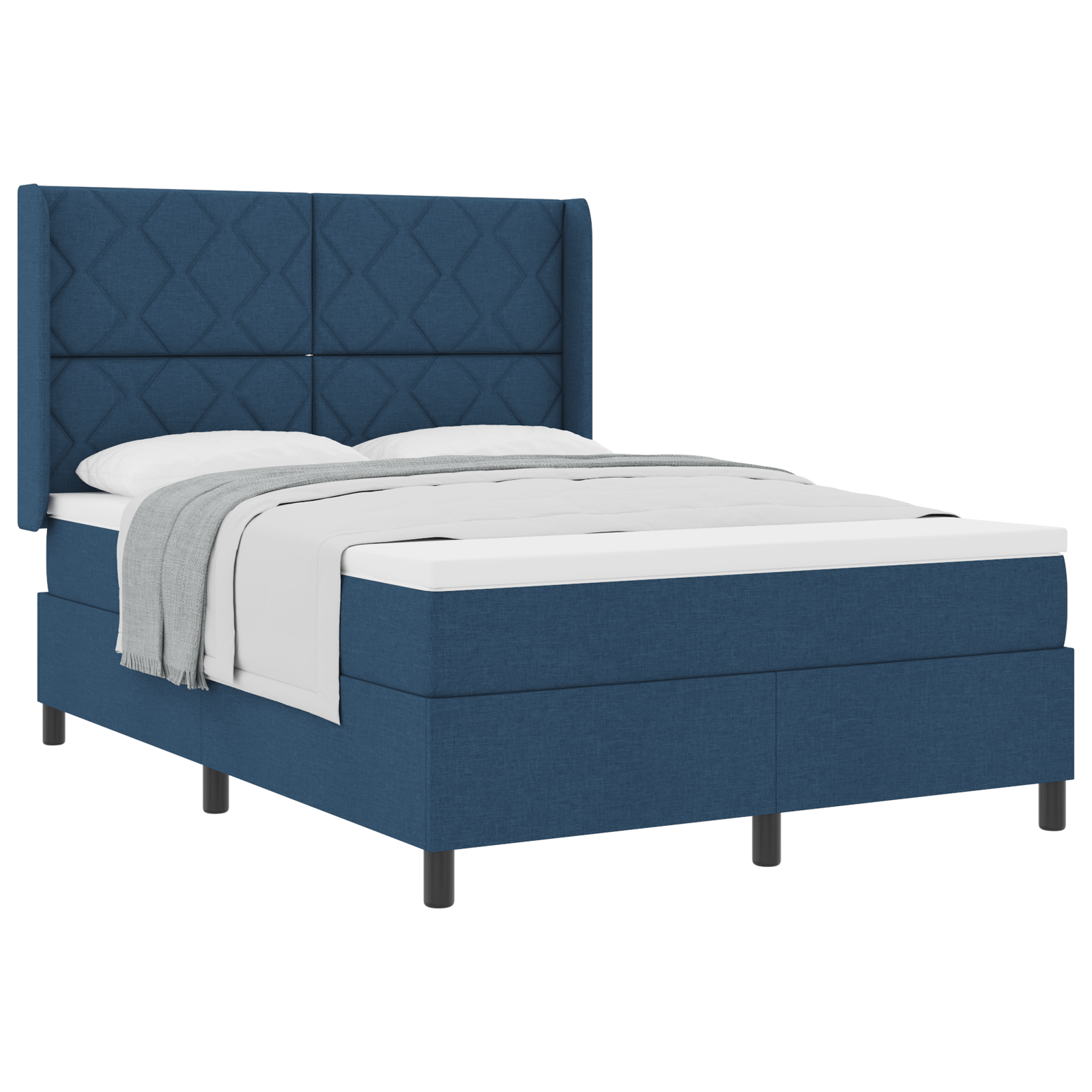 Thumbnail - vidaXL Boxspringbett Blau mit Matratze, 140 x 190 cm, Stoff