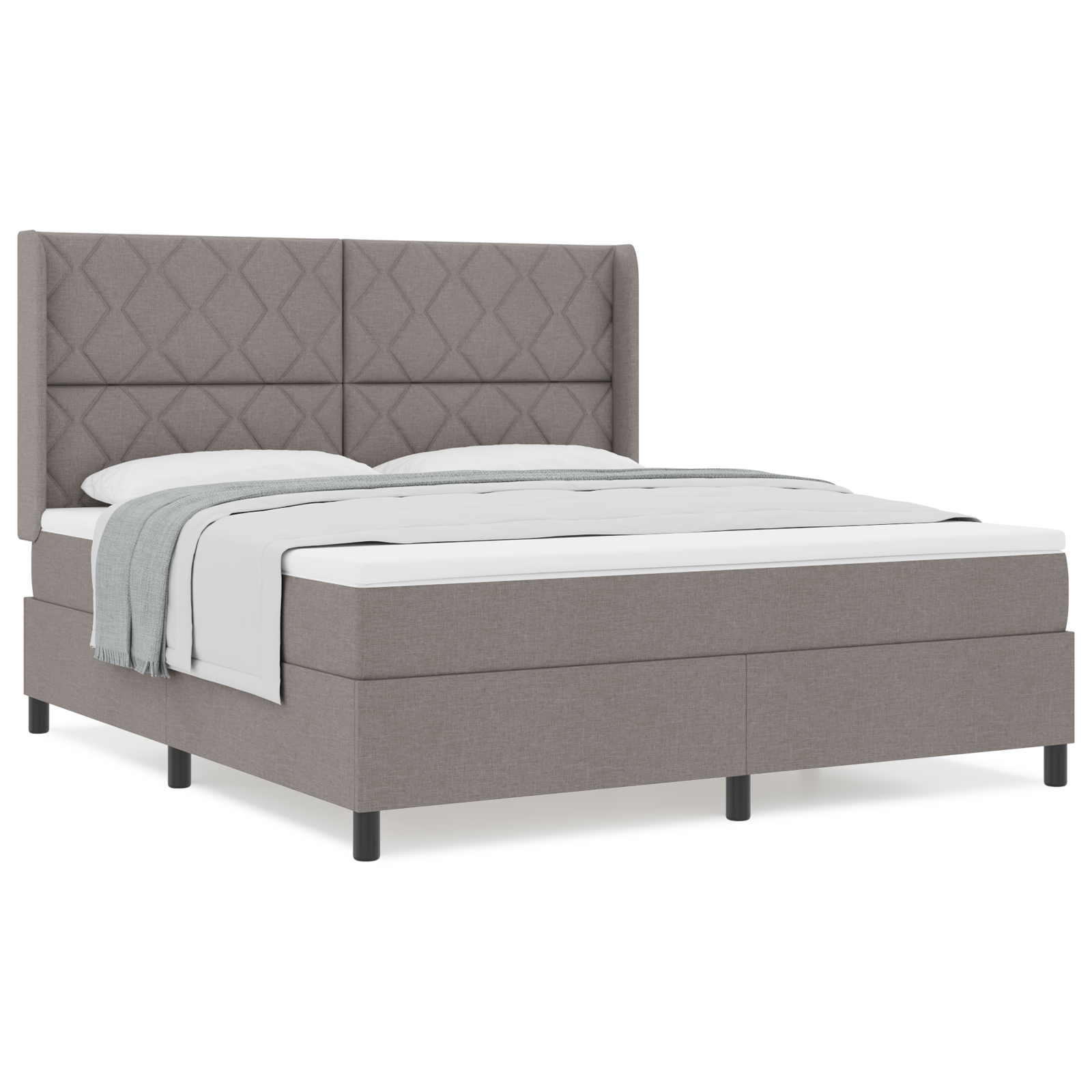 Box Spring Bed with Mattress in Taupe - 180x200 cm Fabric - Image 4