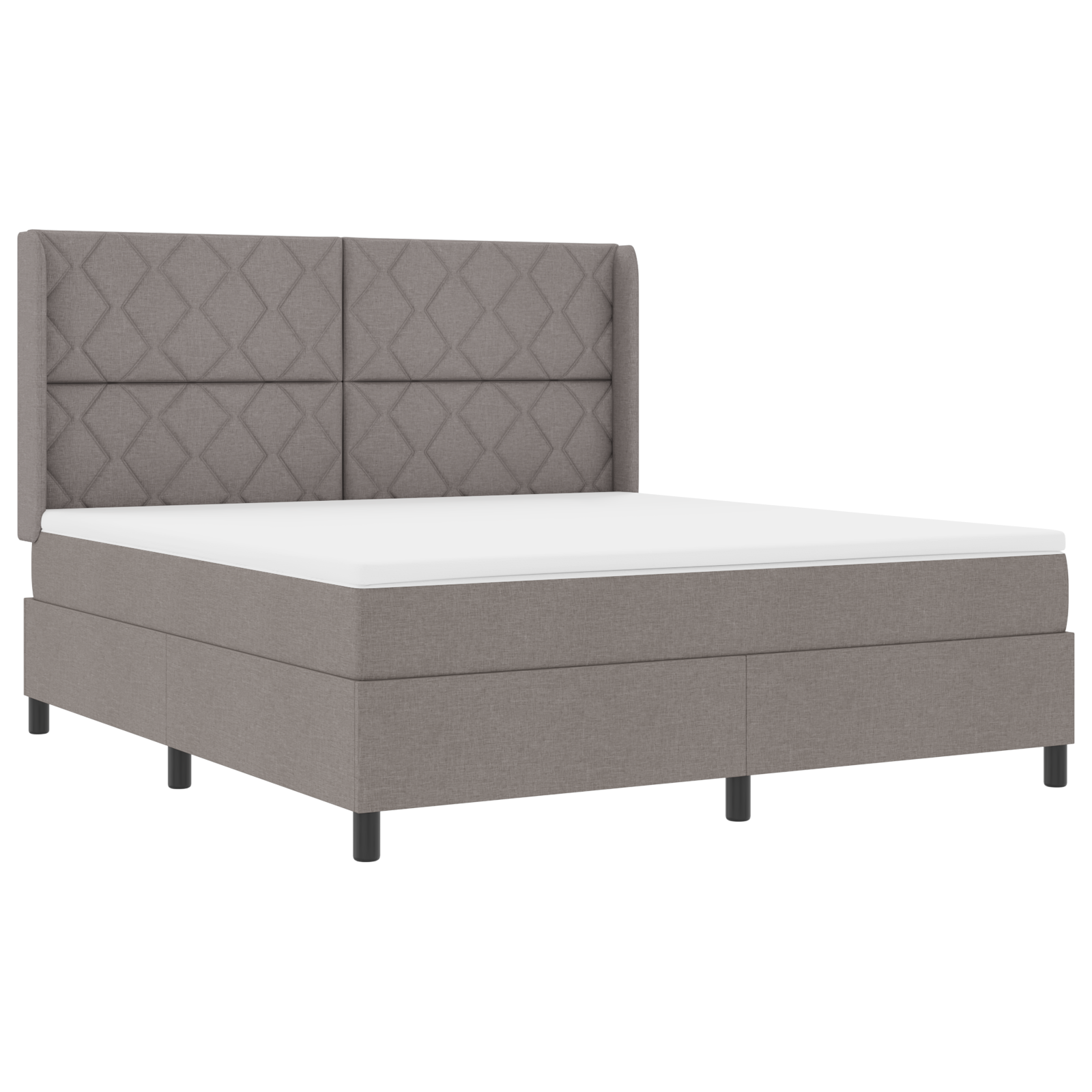 Box Spring Bed with Mattress in Taupe - 180x200 cm Fabric - Image 3