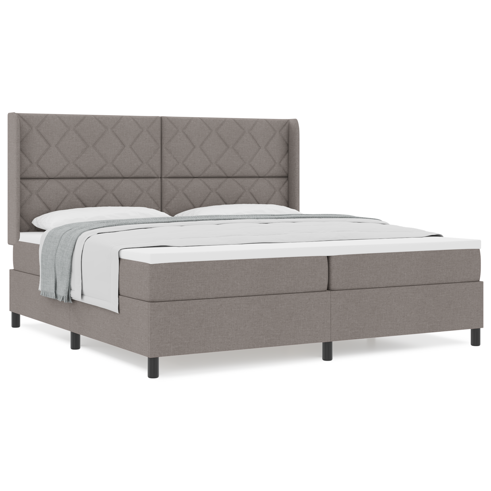 Box Spring Bed with Mattress - Taupe, 200x200 cm, Fabric - Image 4