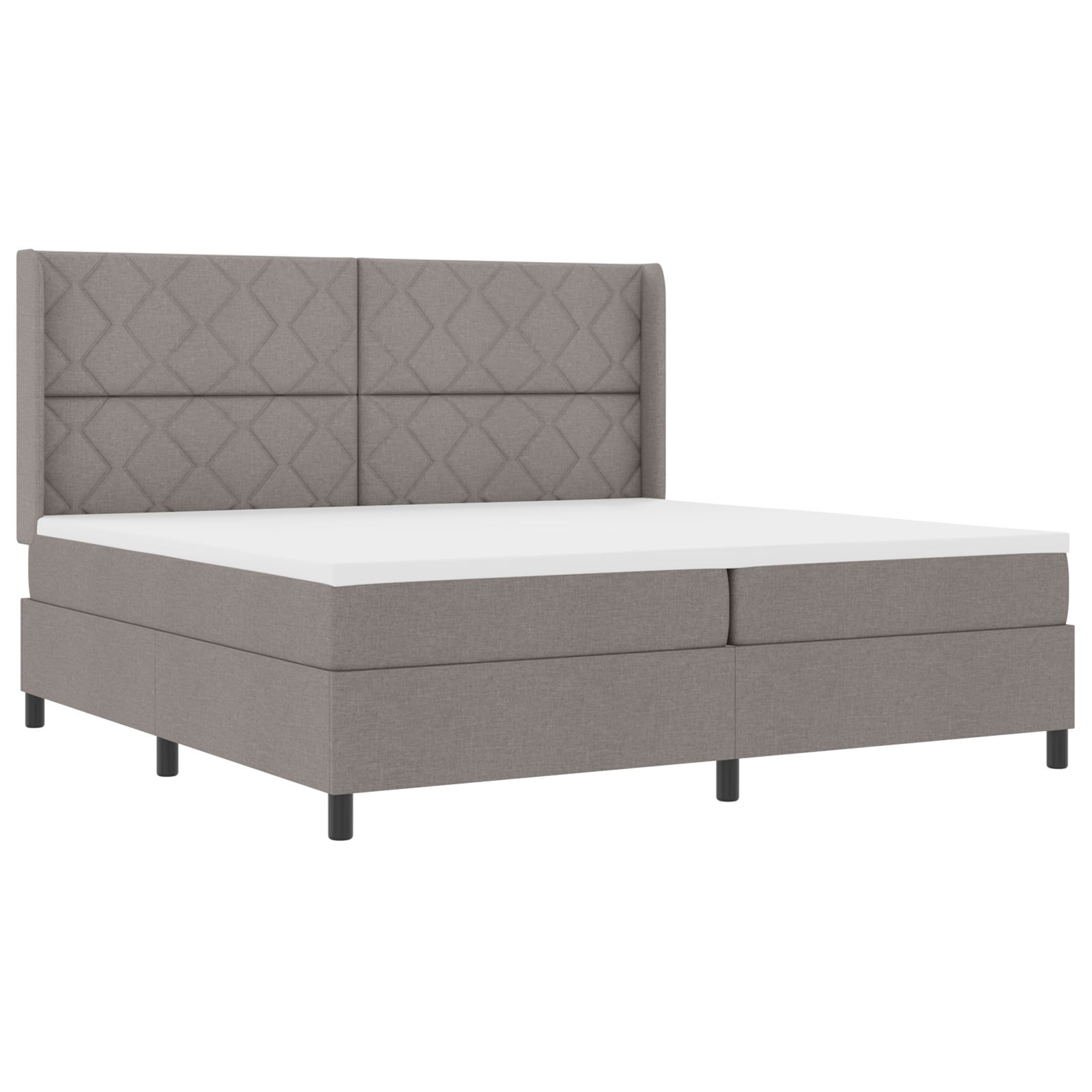 Box Spring Bed with Mattress - Taupe, 200x200 cm, Fabric - Image 3