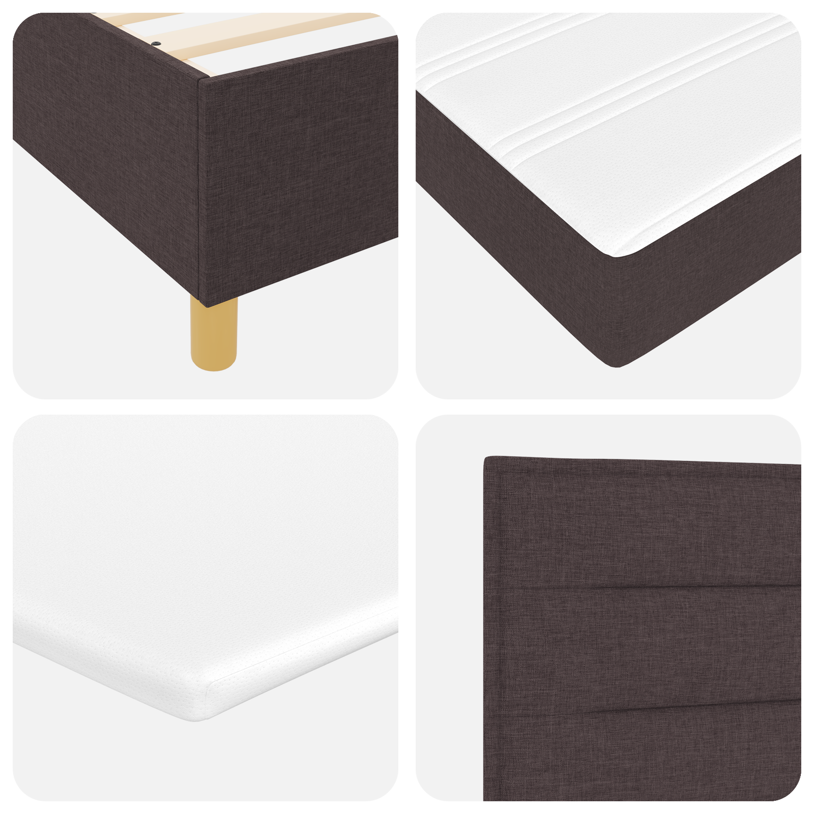 Vidaxl Boxspringbett Mit Matratze In Dunkelbraun, 140 X 190 Cm, Aus Stoff vidaXL - Bild 12 von 13
