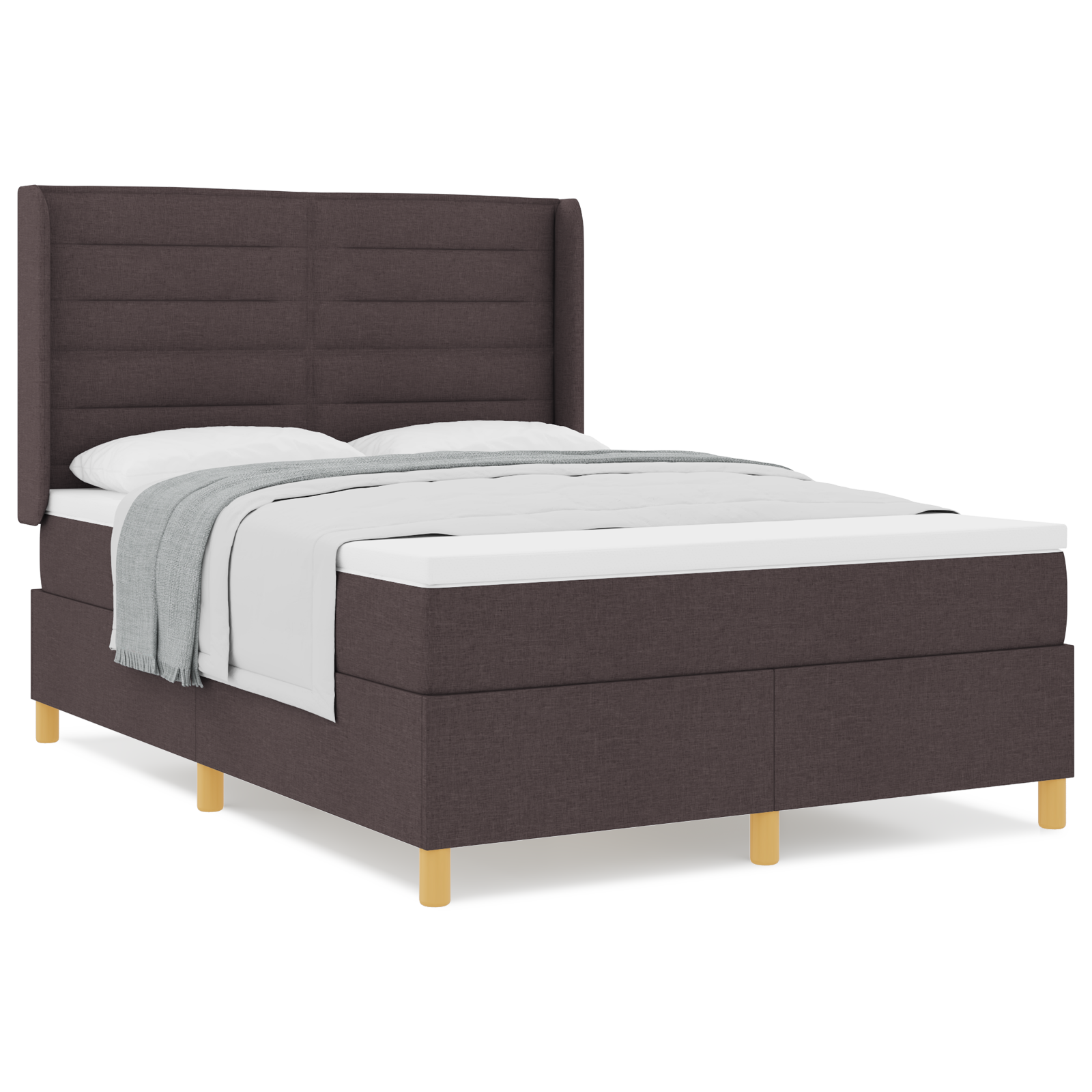 Vidaxl Boxspringbett Mit Matratze In Dunkelbraun, 140 X 190 Cm, Aus Stoff vidaXL - Bild 5 von 13