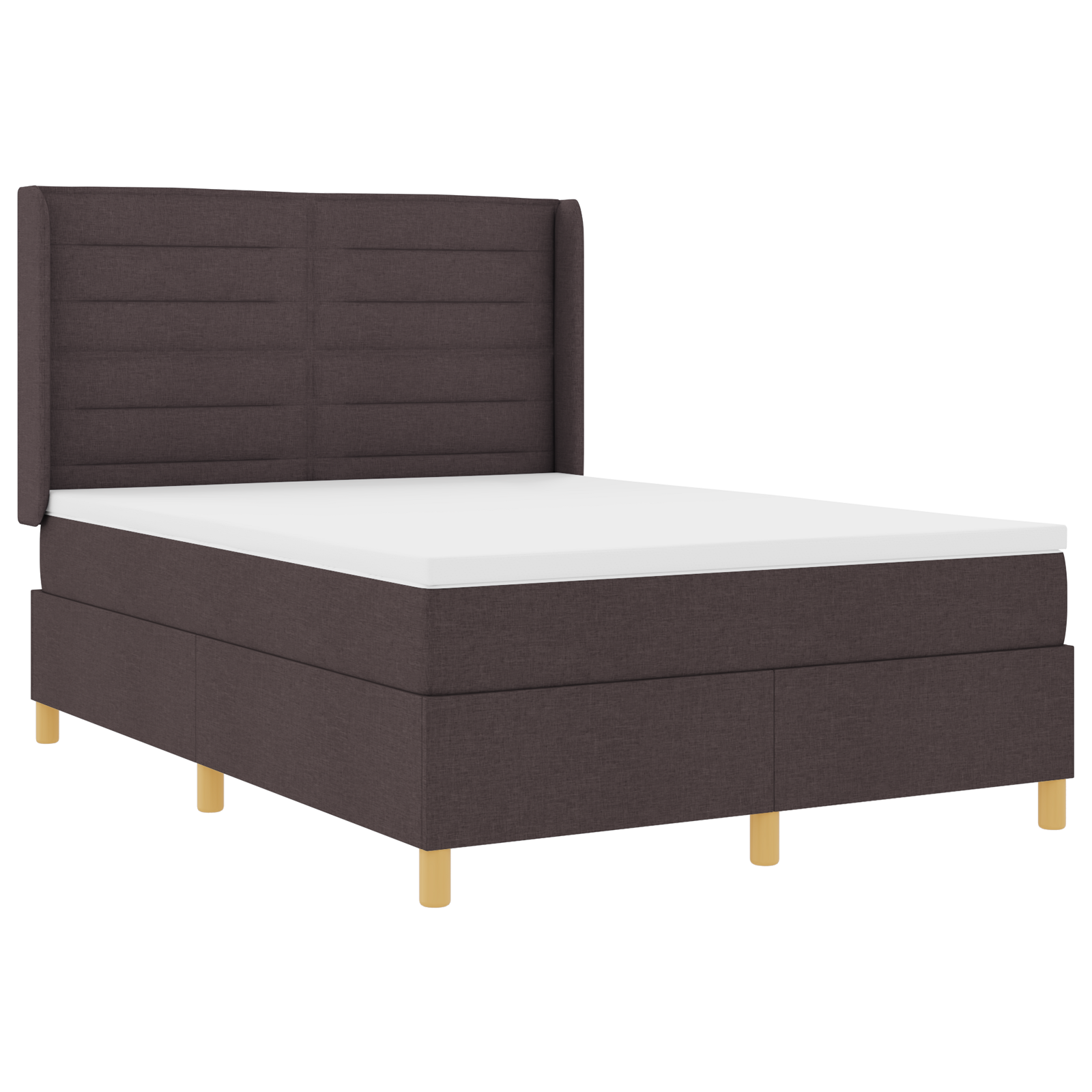 Vidaxl Boxspringbett Mit Matratze In Dunkelbraun, 140 X 190 Cm, Aus Stoff vidaXL - Bild 3 von 13