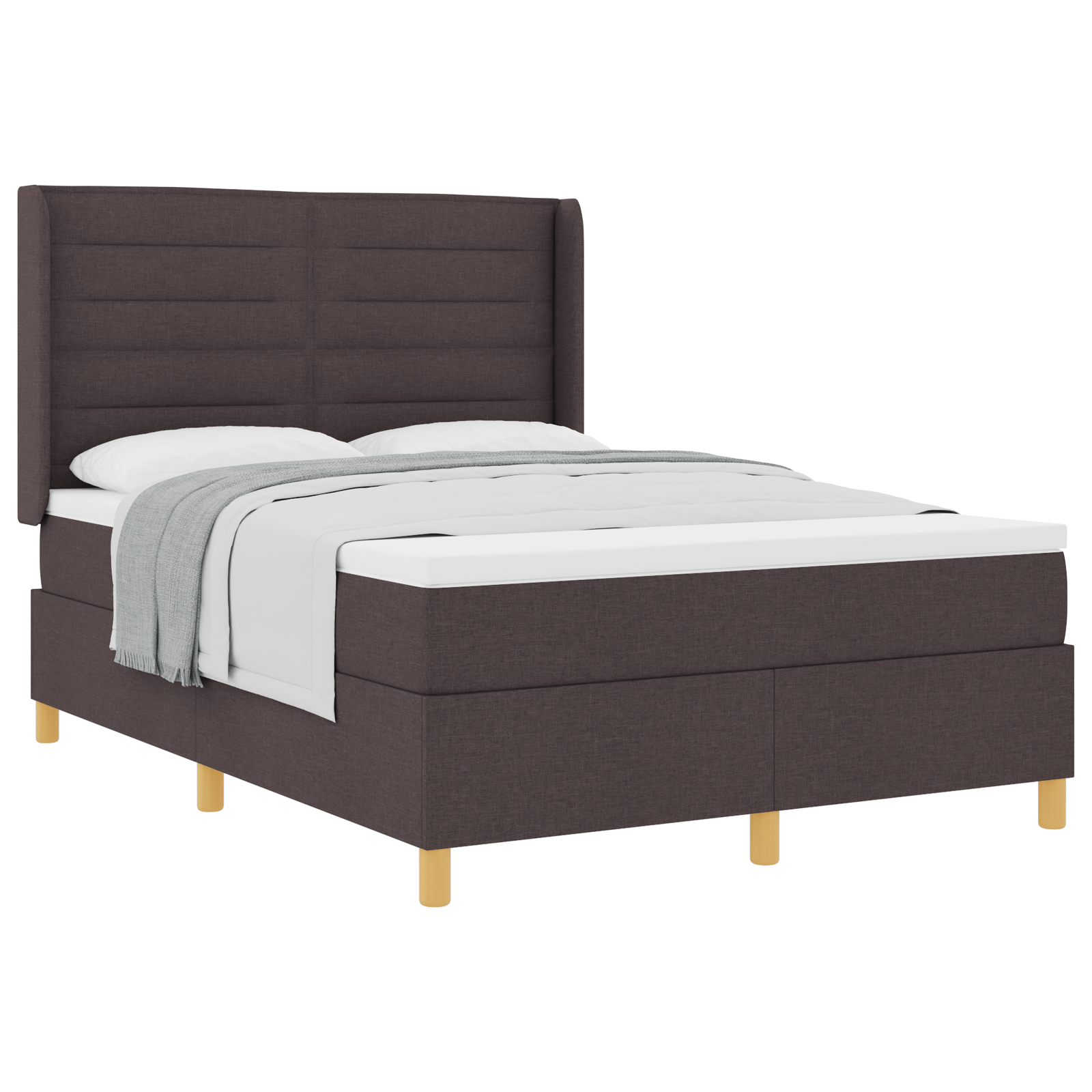 Vidaxl Boxspringbett Mit Matratze In Dunkelbraun, 140 X 190 Cm, Aus Stoff vidaXL - Bild 4 von 13