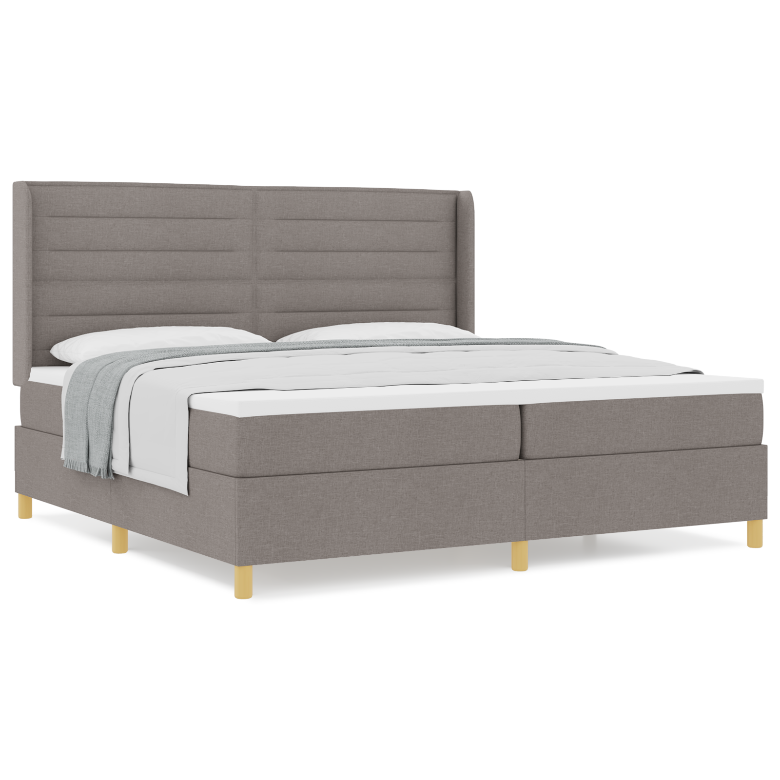 Box Spring Bed with Mattress Taupe 200x200 cm Fabric - Image 4