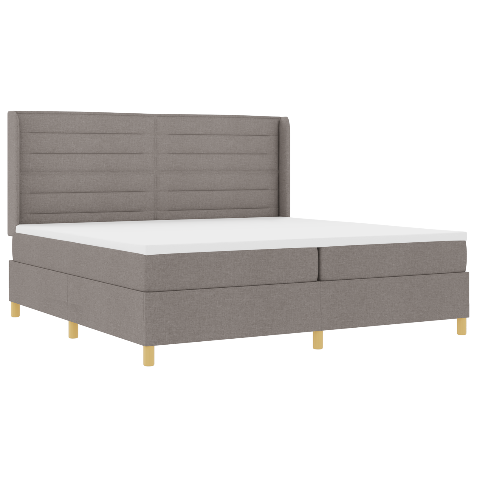 Box Spring Bed with Mattress Taupe 200x200 cm Fabric - Image 3