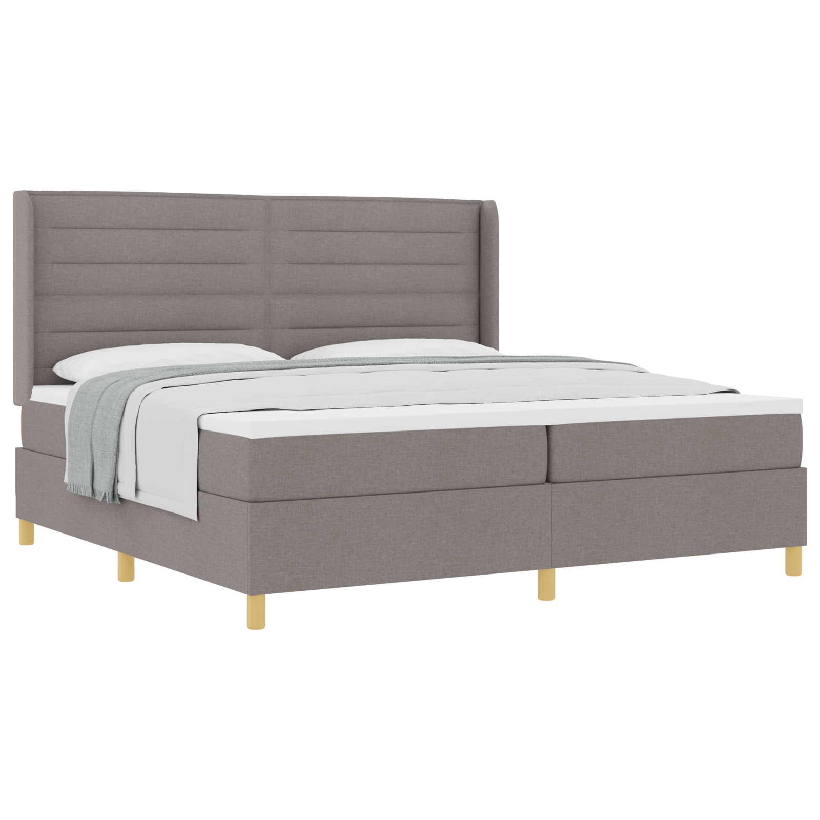 Box Spring Bed with Mattress Taupe 200x200 cm Fabric - Image 2