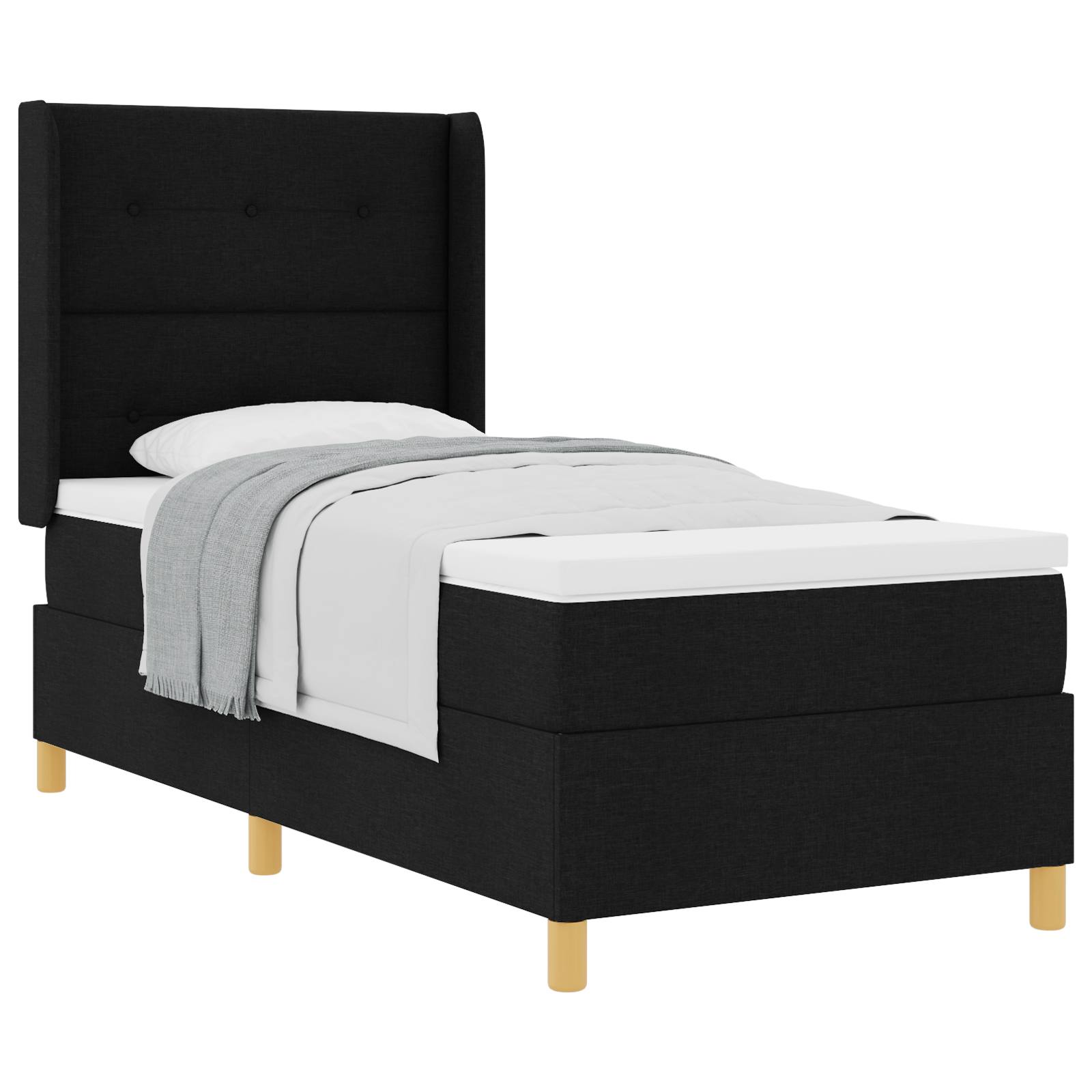 Thumbnail - vidaXL Boxspringbett mit Matratze Schwarz 90x190 cm Stoff