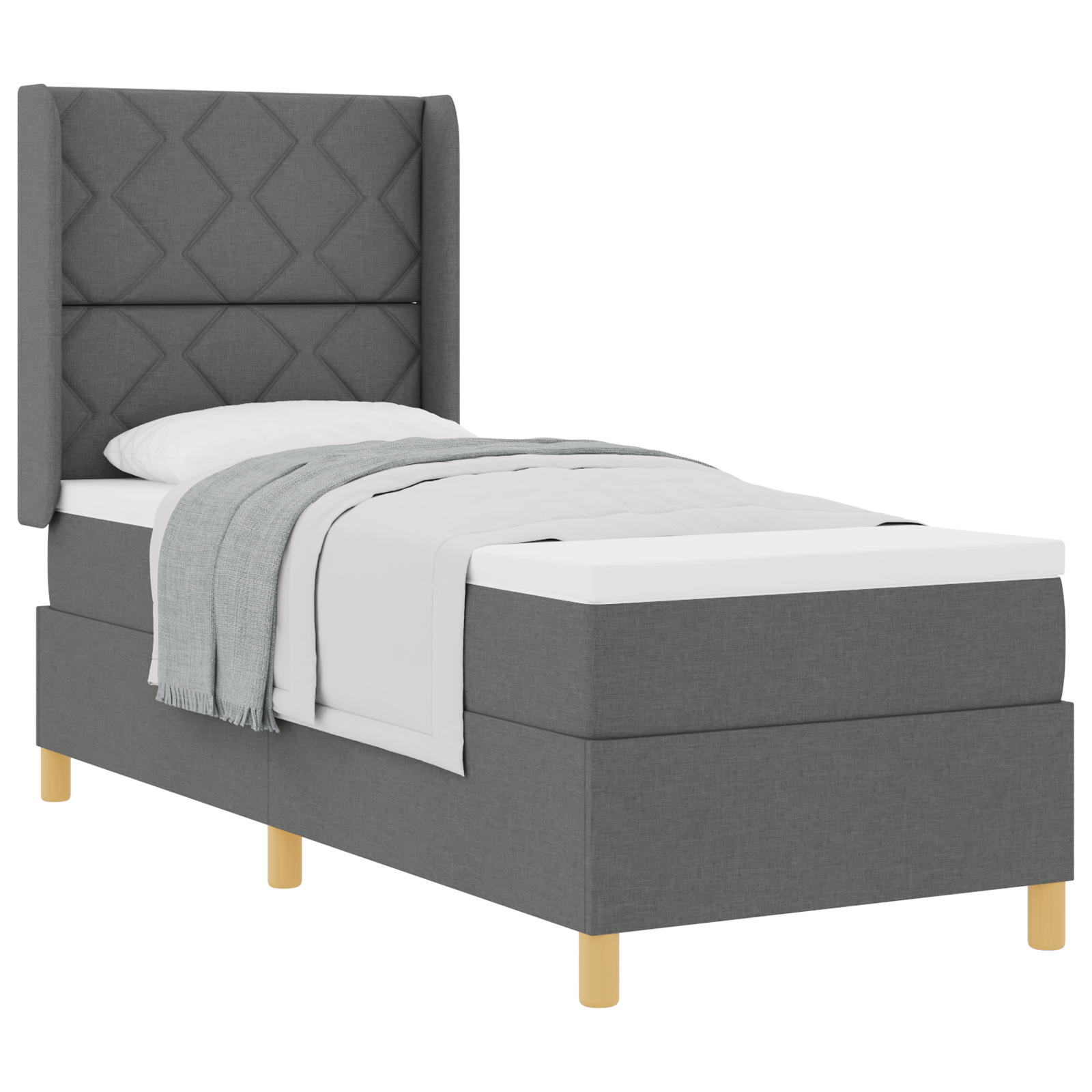 Thumbnail - vidaXL Boxspringbett mit Matratze Dunkelgrau 80x200 cm Stoff