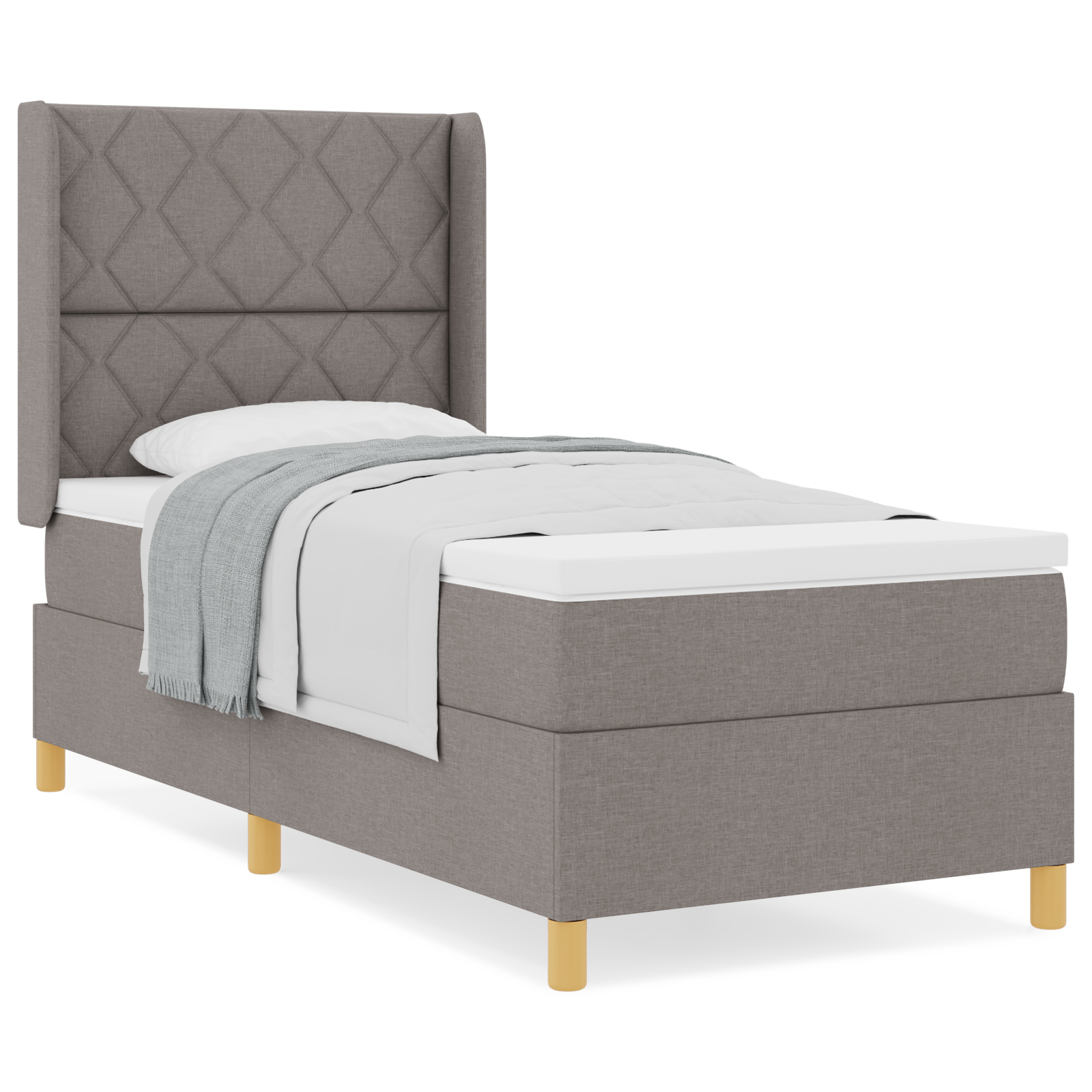 Box Spring Bed with Mattress Taupe 90x190 cm Fabric - Image 4