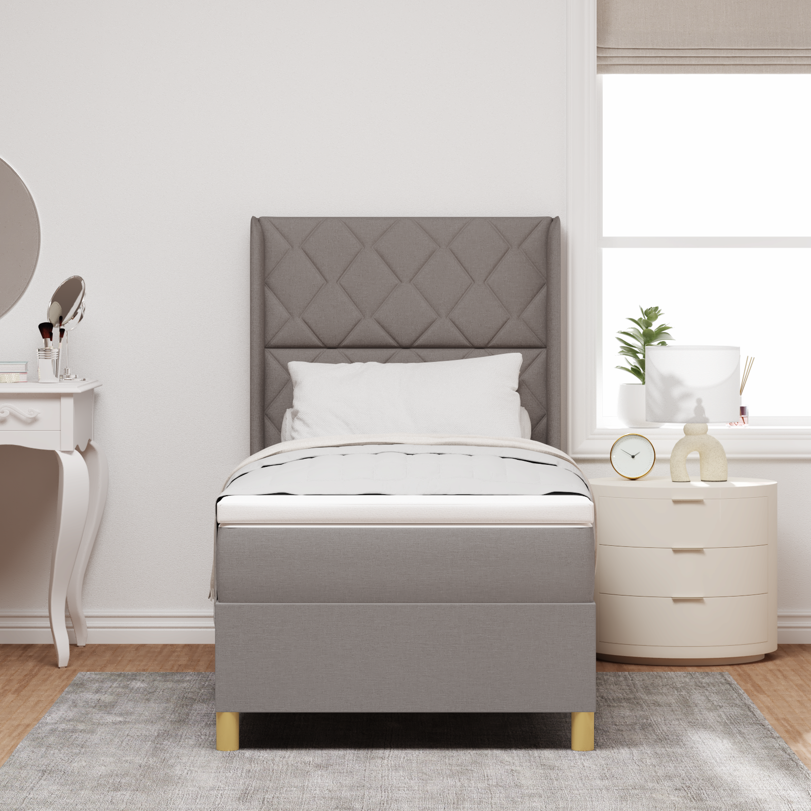 Box Spring Bed with Mattress Taupe 90x190 cm Fabric - Image 5