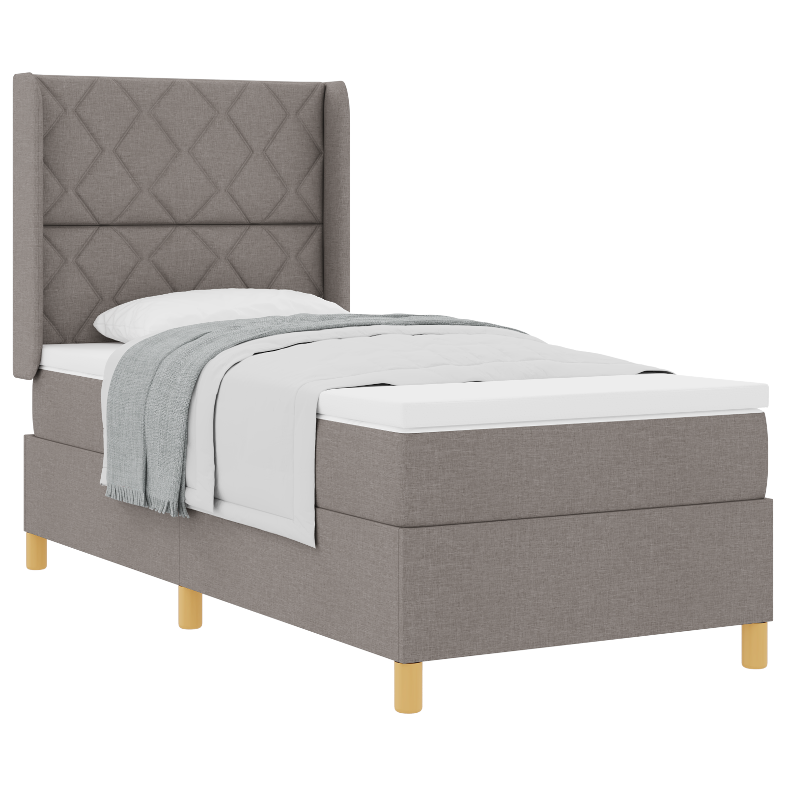 Box Spring Bed with Mattress Taupe 90x190 cm Fabric - Image 2