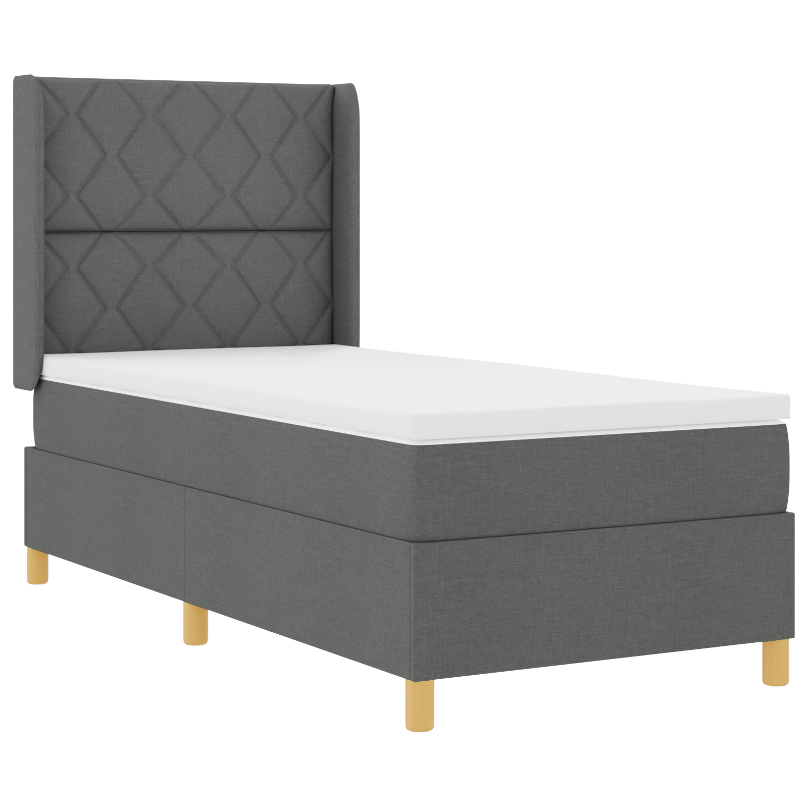 Thumbnail - vidaXL Boxspringbett mit Matratze Dunkelgrau 90 x 200 cm aus Stoff