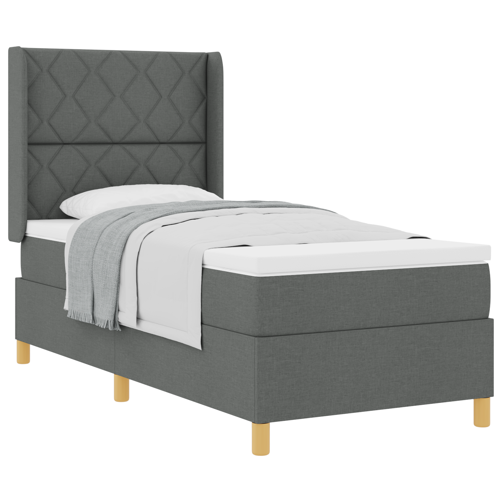 Thumbnail - vidaXL Boxspringbett mit Matratze Dunkelgrau 90 x 200 cm aus Stoff