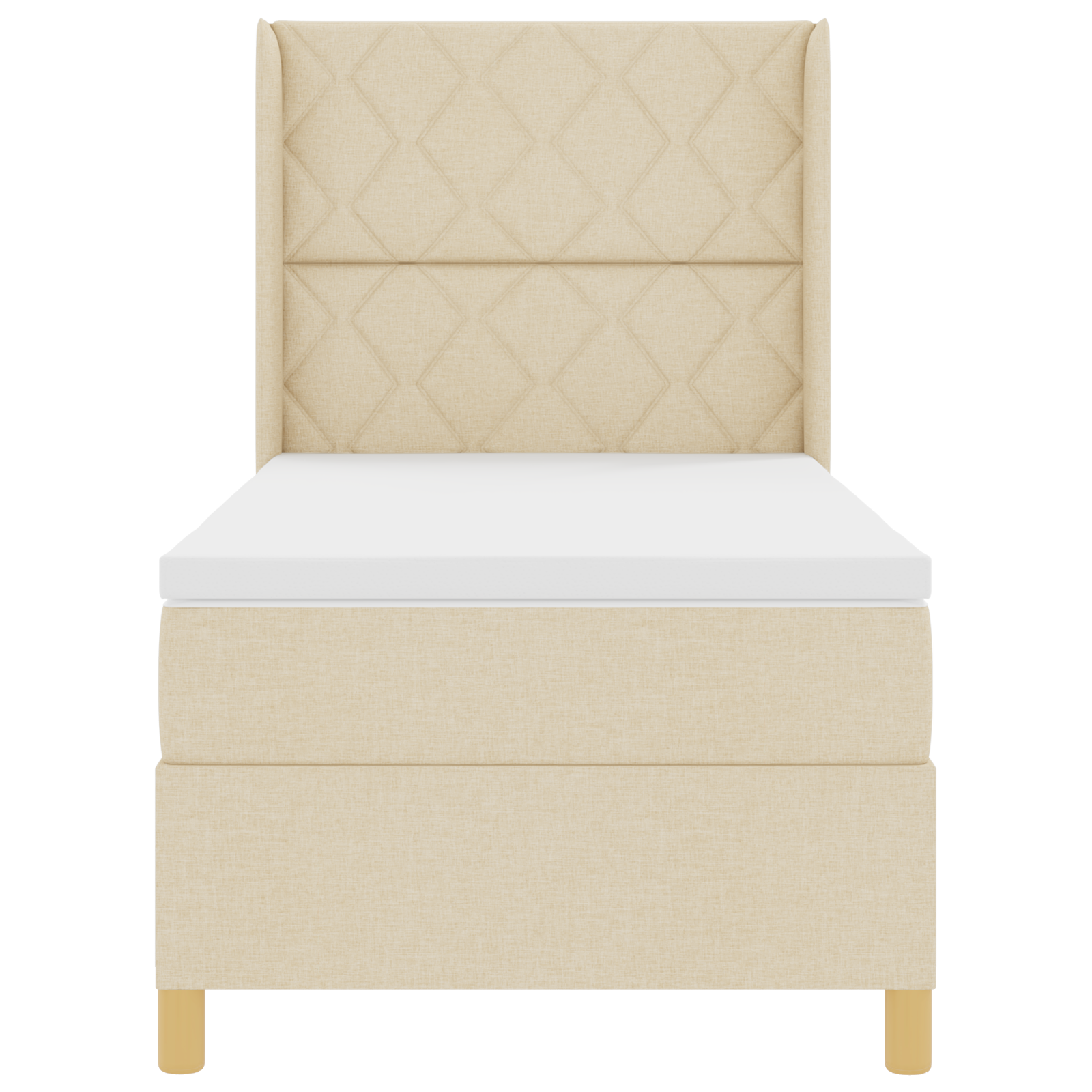 Box Spring Bed with Mattress in Cream - 90x200 cm Fabric - Image 3