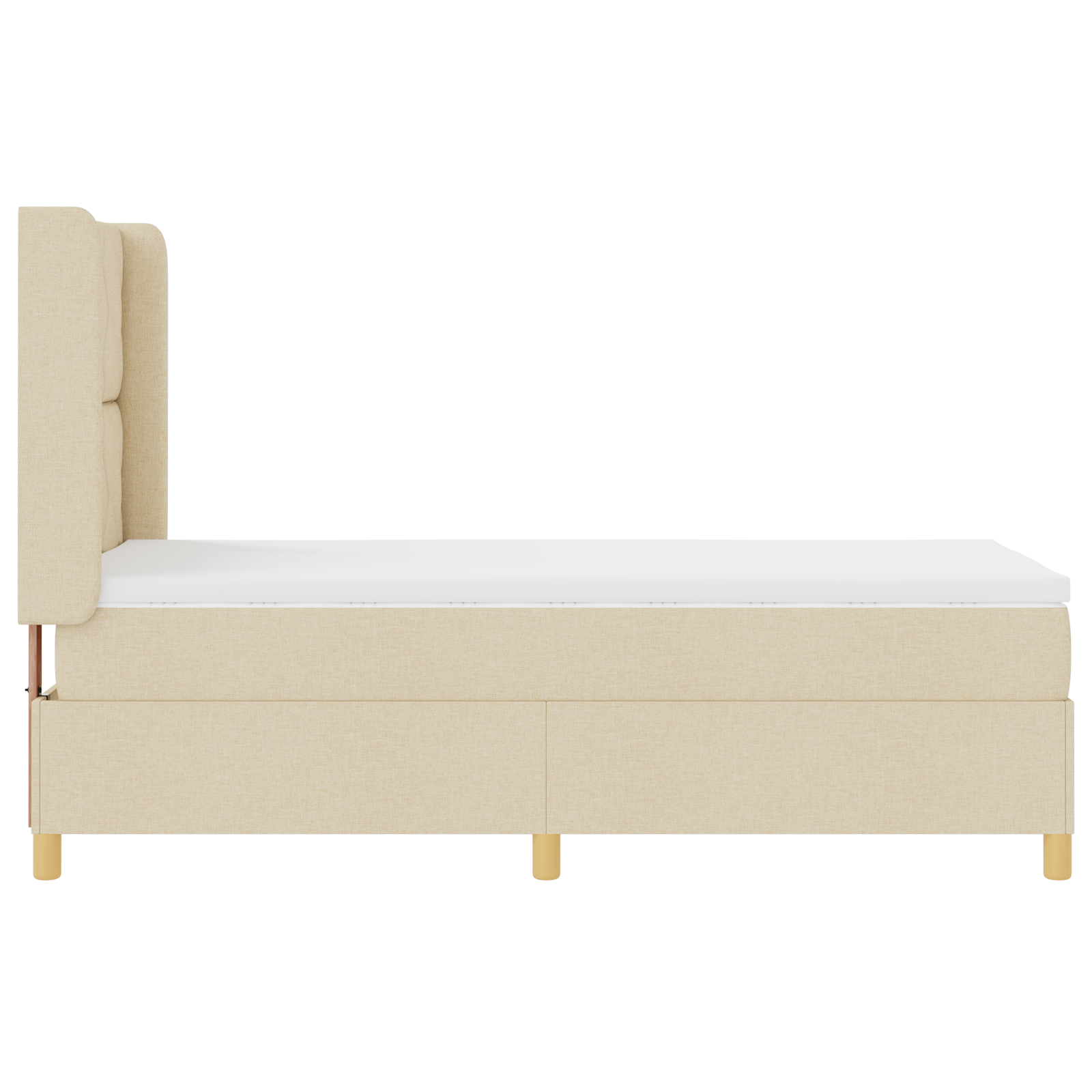 Box Spring Bed with Mattress in Cream - 90x200 cm Fabric - Image 5