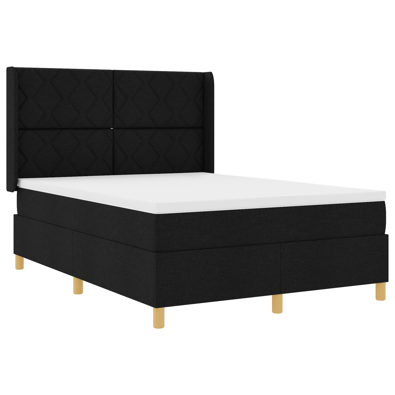 Box Spring Bed with Mattress Black 140x200 cm Fabric - Image 3