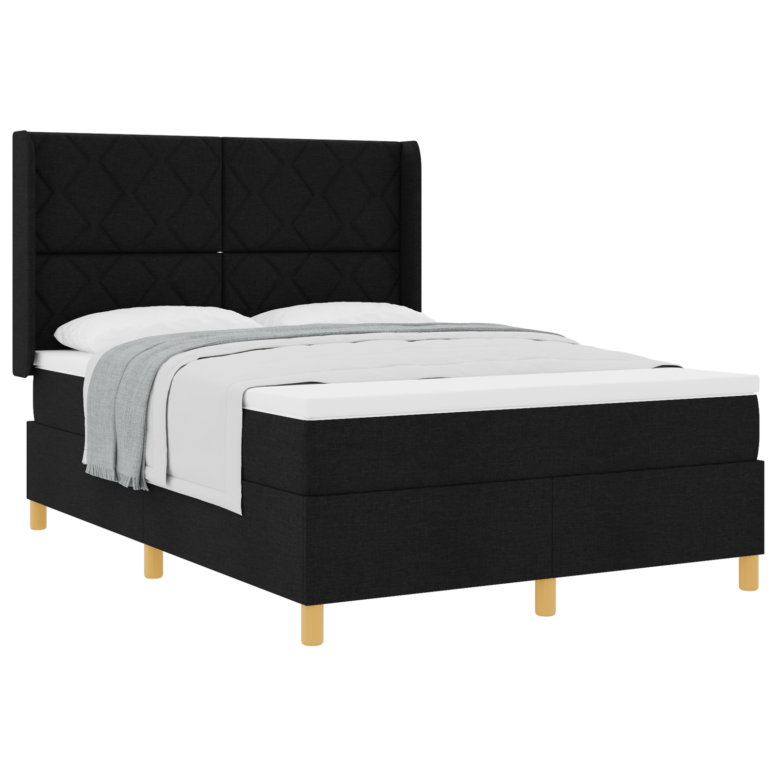 Box Spring Bed with Mattress Black 140x200 cm Fabric - Image 2