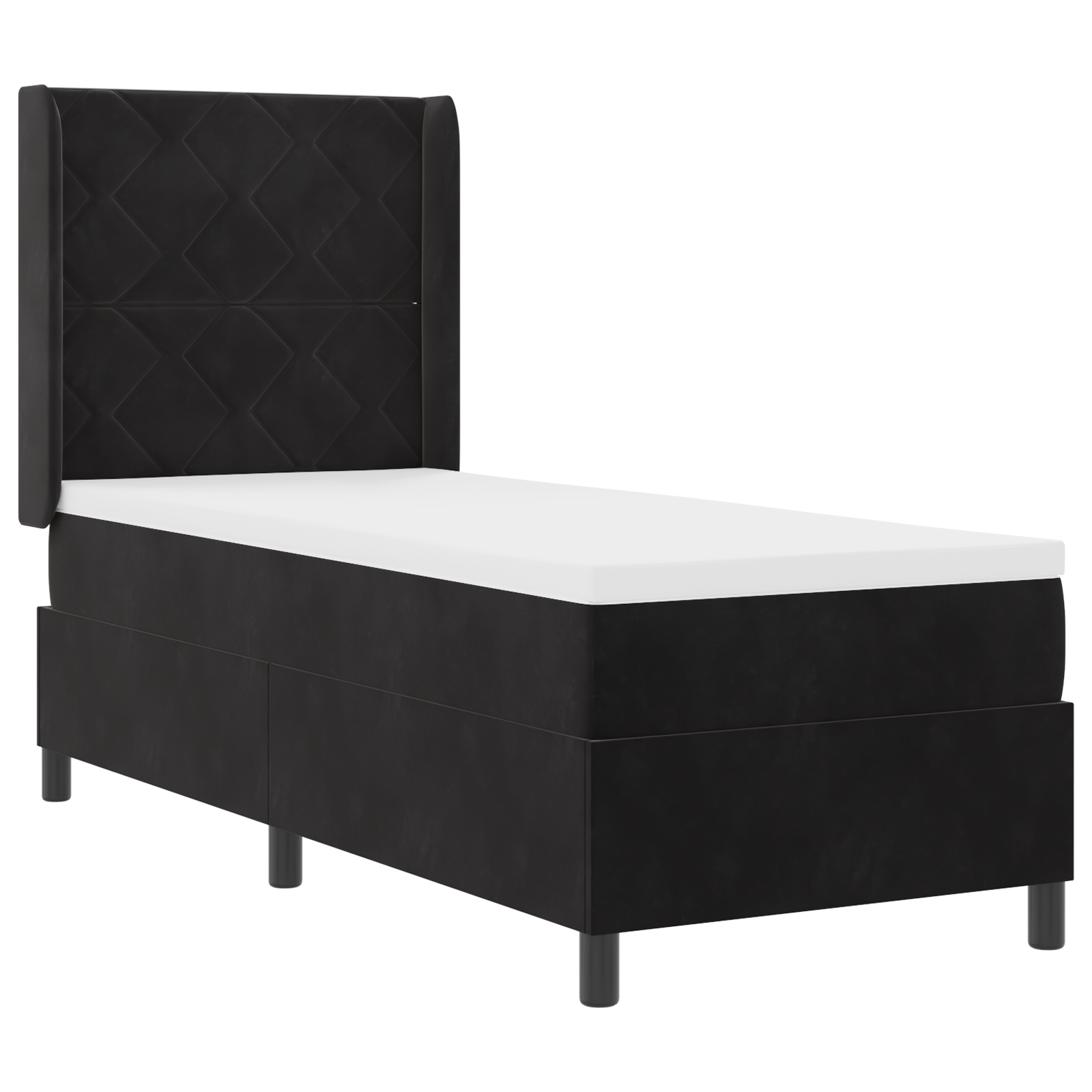 Box Spring Bed with Mattress Black 80x200 cm Velvet - Image 3