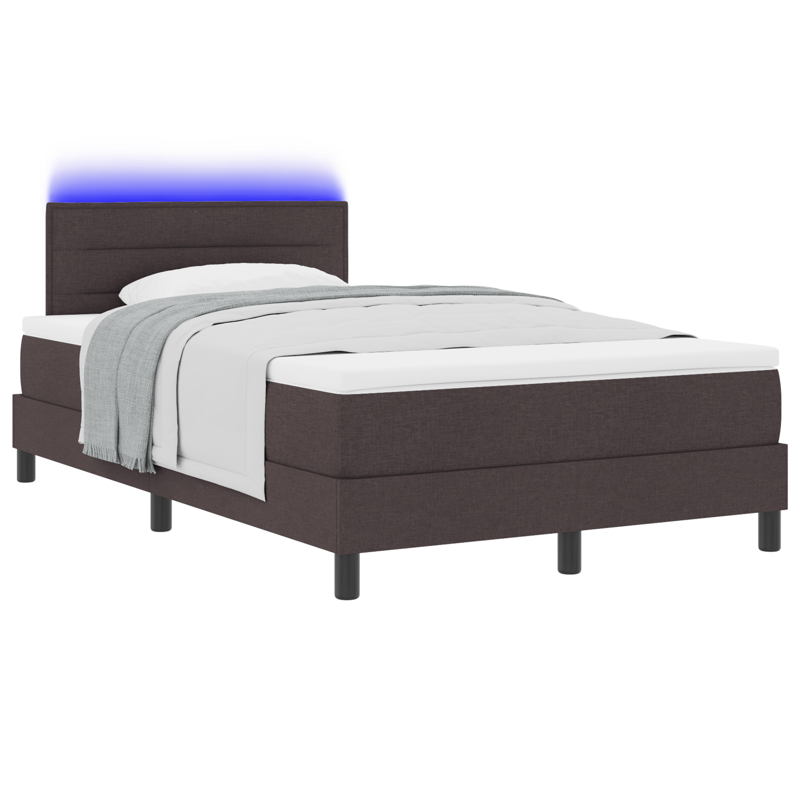 Thumbnail - vidaXL LED Boxspringbett mit Matratze Dunkelbraun 120x190 cm Stoff