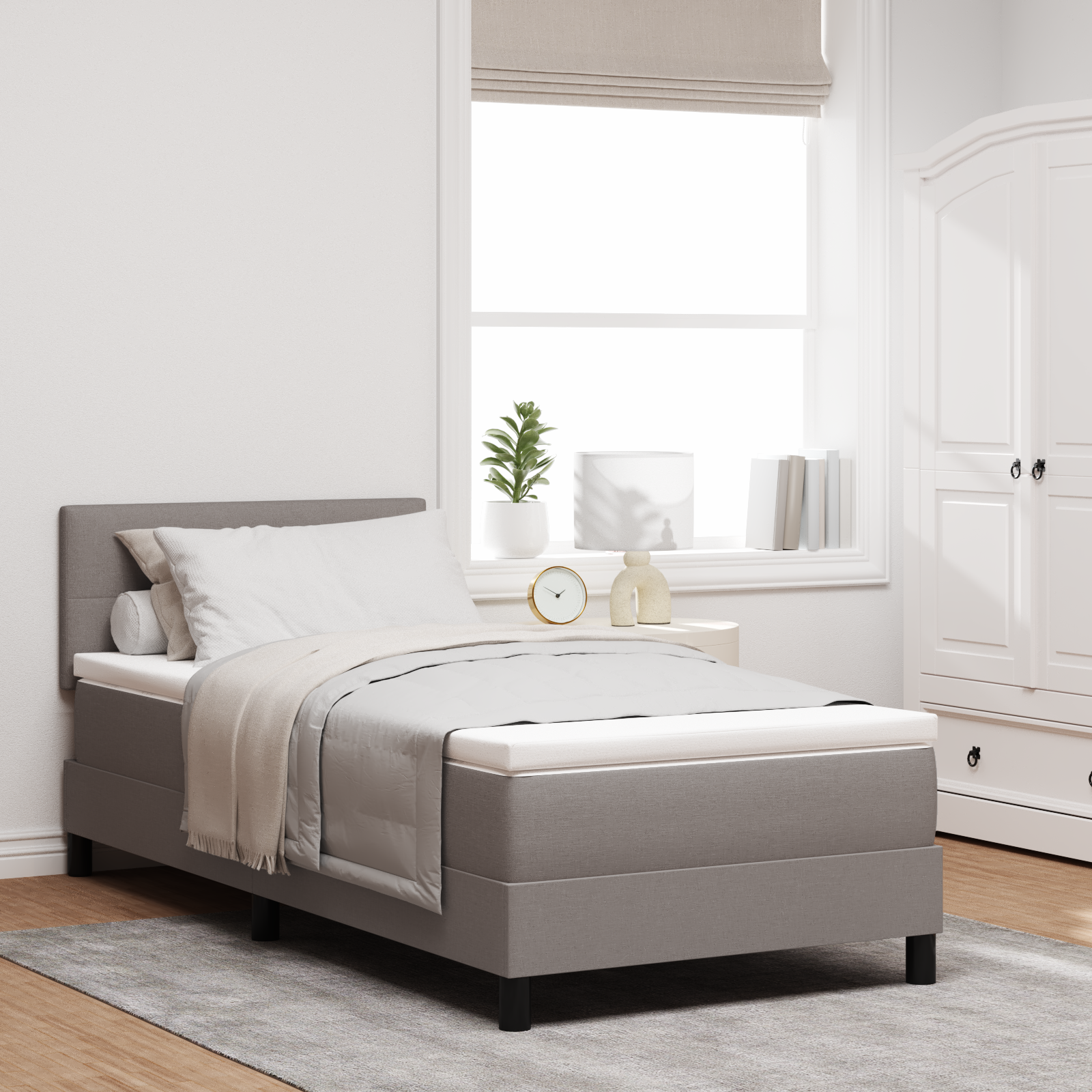 Thumbnail - vidaXL LED Boxspringbett mit Matratze Taupe 80x200 cm Stoff