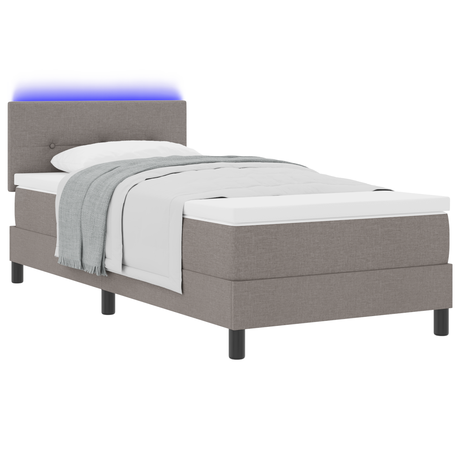 Thumbnail - vidaXL LED Boxspringbett mit Matratze Taupe 80x200 cm Stoff