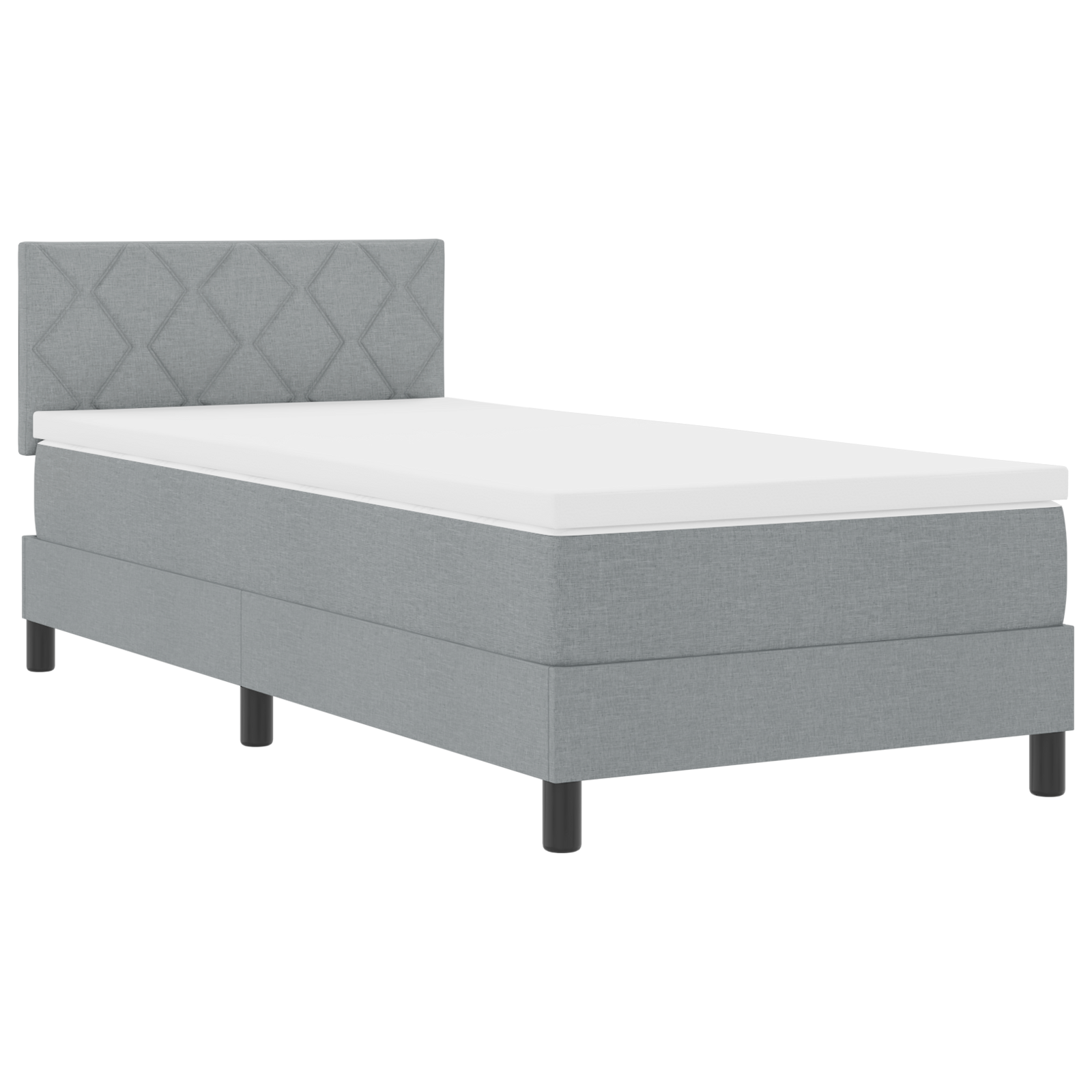 Box Spring Bed with Mattress & LED Light Grey 90x190 cm Fabric - Image 3