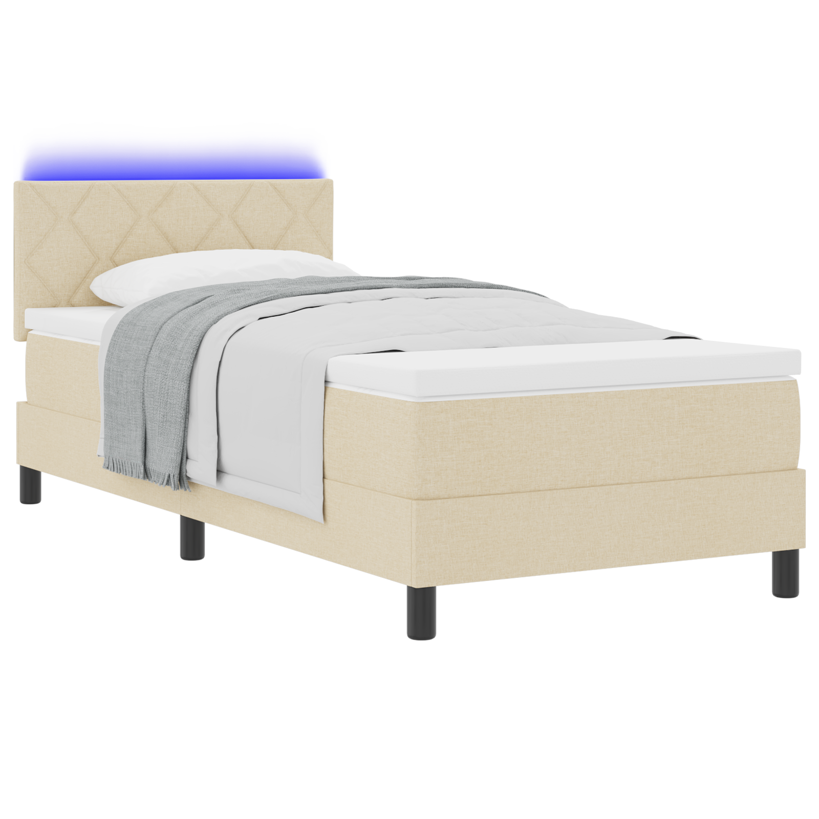 Thumbnail - vidaXL LED Boxspringbett mit Matratze Creme 90x200 cm Stoff