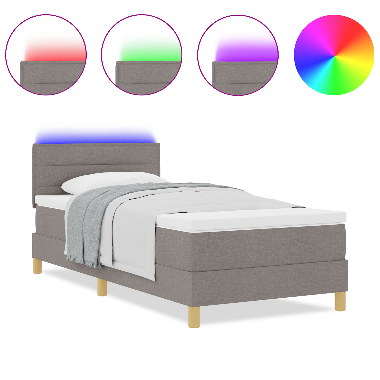 Boxspringbett Matratze LED Bett Bettgestell Polsterbett Lattenrost Stoff vidaXL - Bild 88 von 96