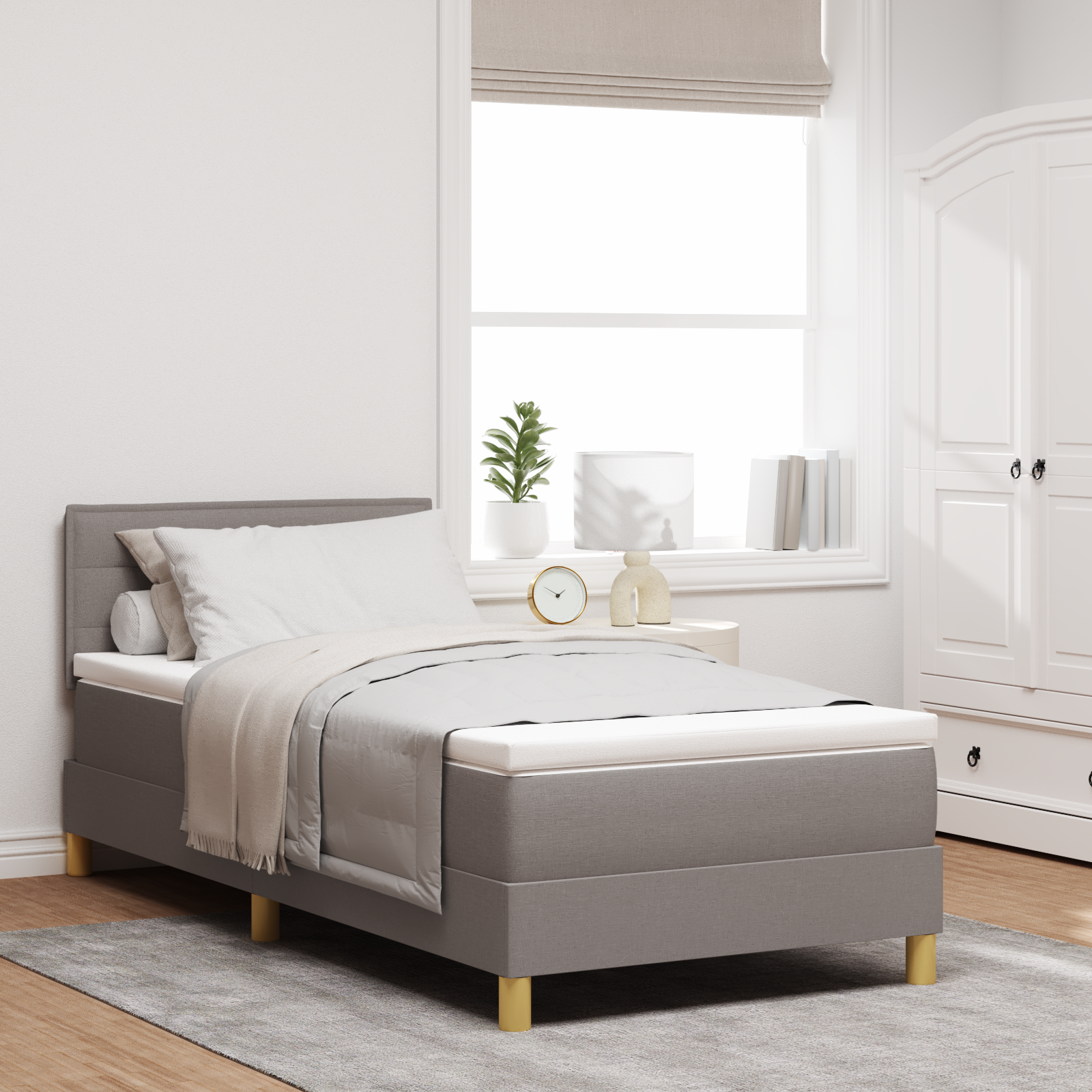 Boxspringbett Matratze LED Bett Bettgestell Polsterbett Lattenrost Stoff vidaXL - Bild 85 von 96