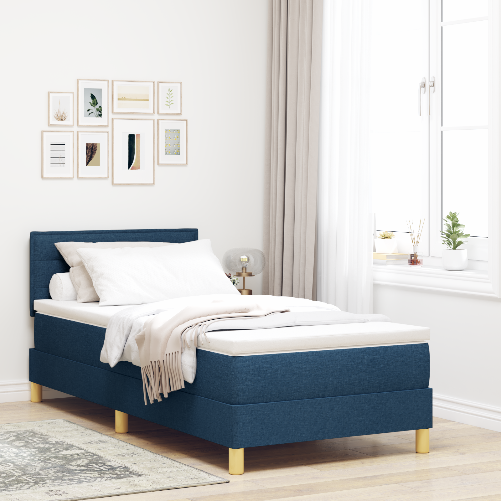 Boxspringbett Matratze LED Bett Bettgestell Polsterbett Lattenrost Stoff vidaXL - Bild 13 von 96