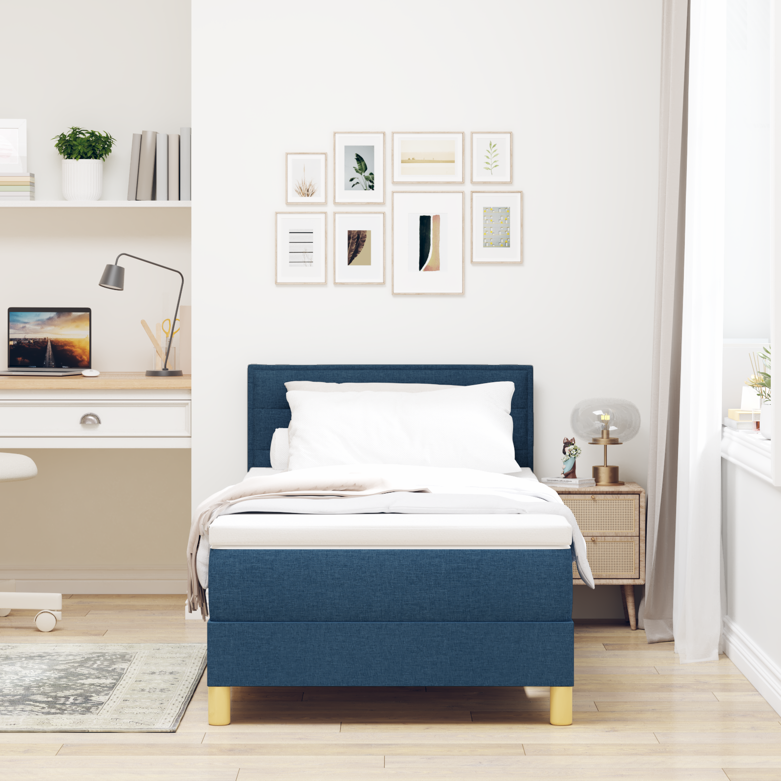 Boxspringbett Matratze LED Bett Bettgestell Polsterbett Lattenrost Stoff vidaXL - Bild 17 von 96