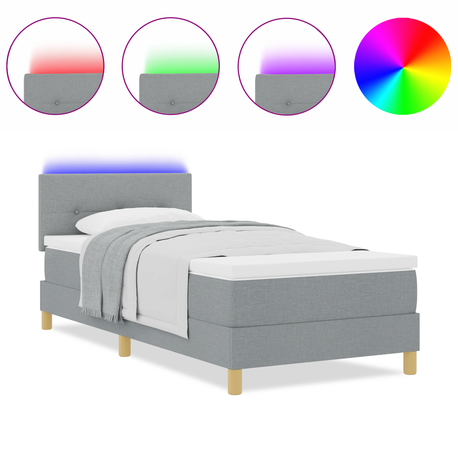 Boxspringbett Matratze LED Bett Bettgestell Polsterbett Lattenrost Stoff vidaXL - Bild 64 von 96