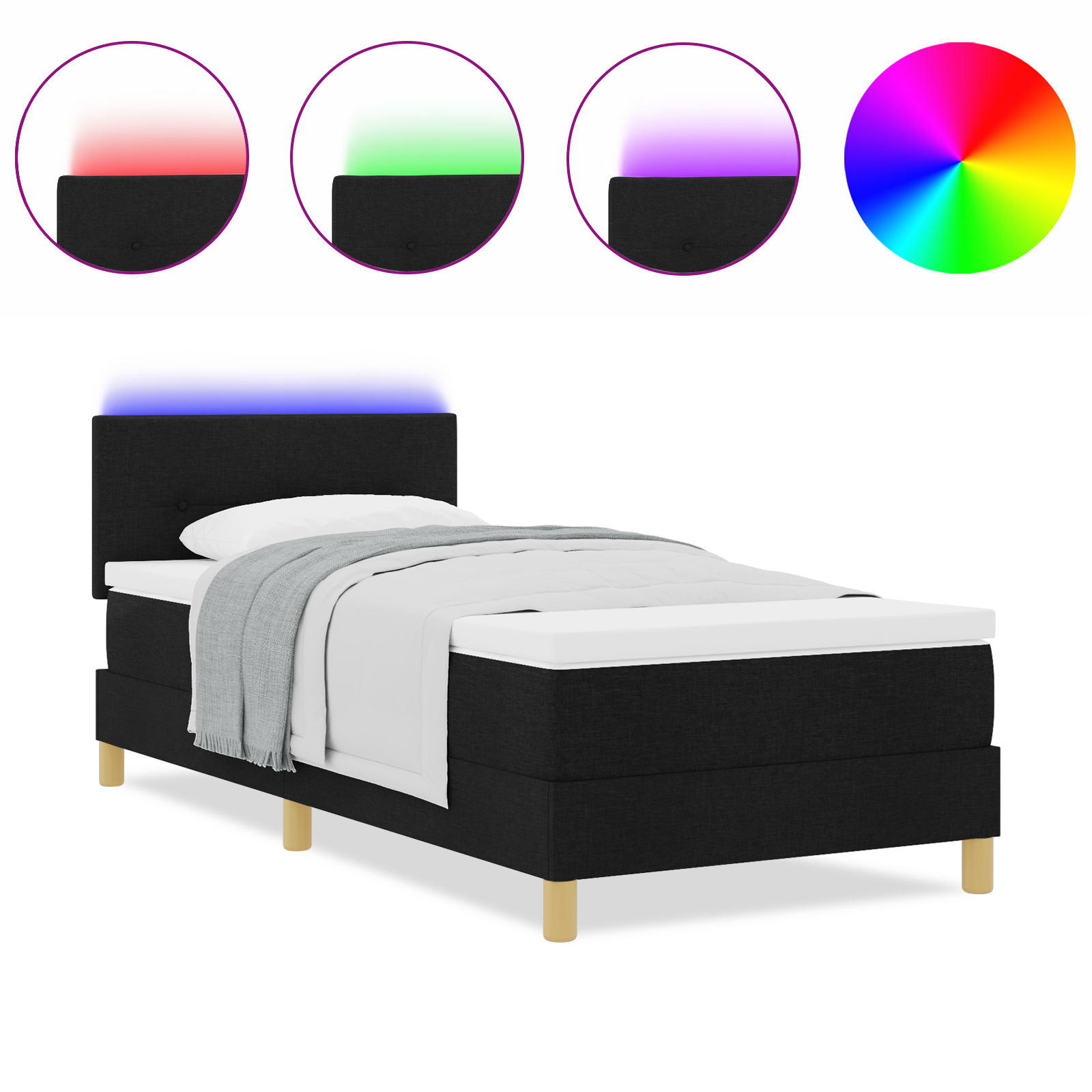Boxspringbett Matratze LED Bett Bettgestell Polsterbett Lattenrost Stoff vidaXL - Bild 76 von 96